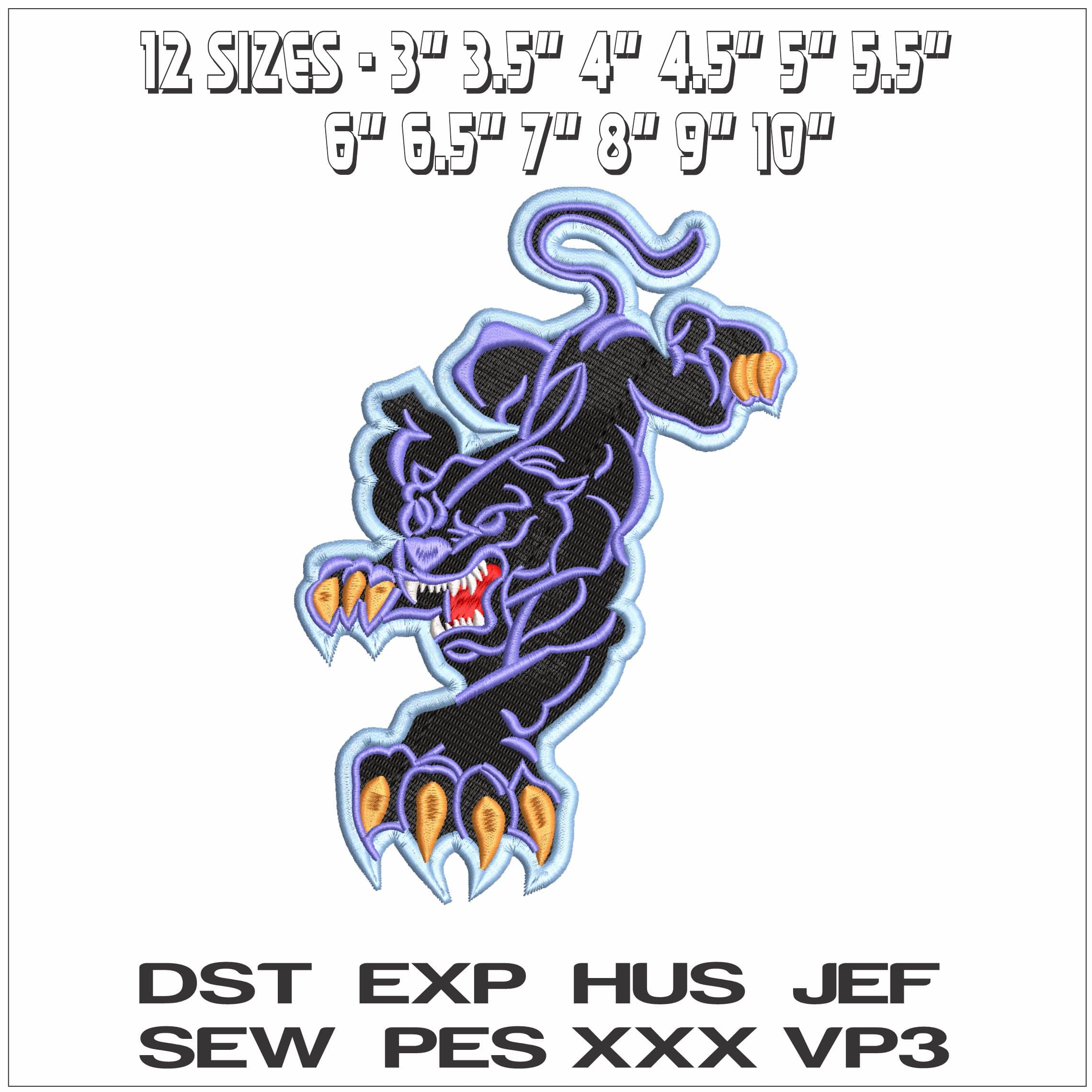 Panther Pouncing- Elegant embroidery design file - instant download — view 2