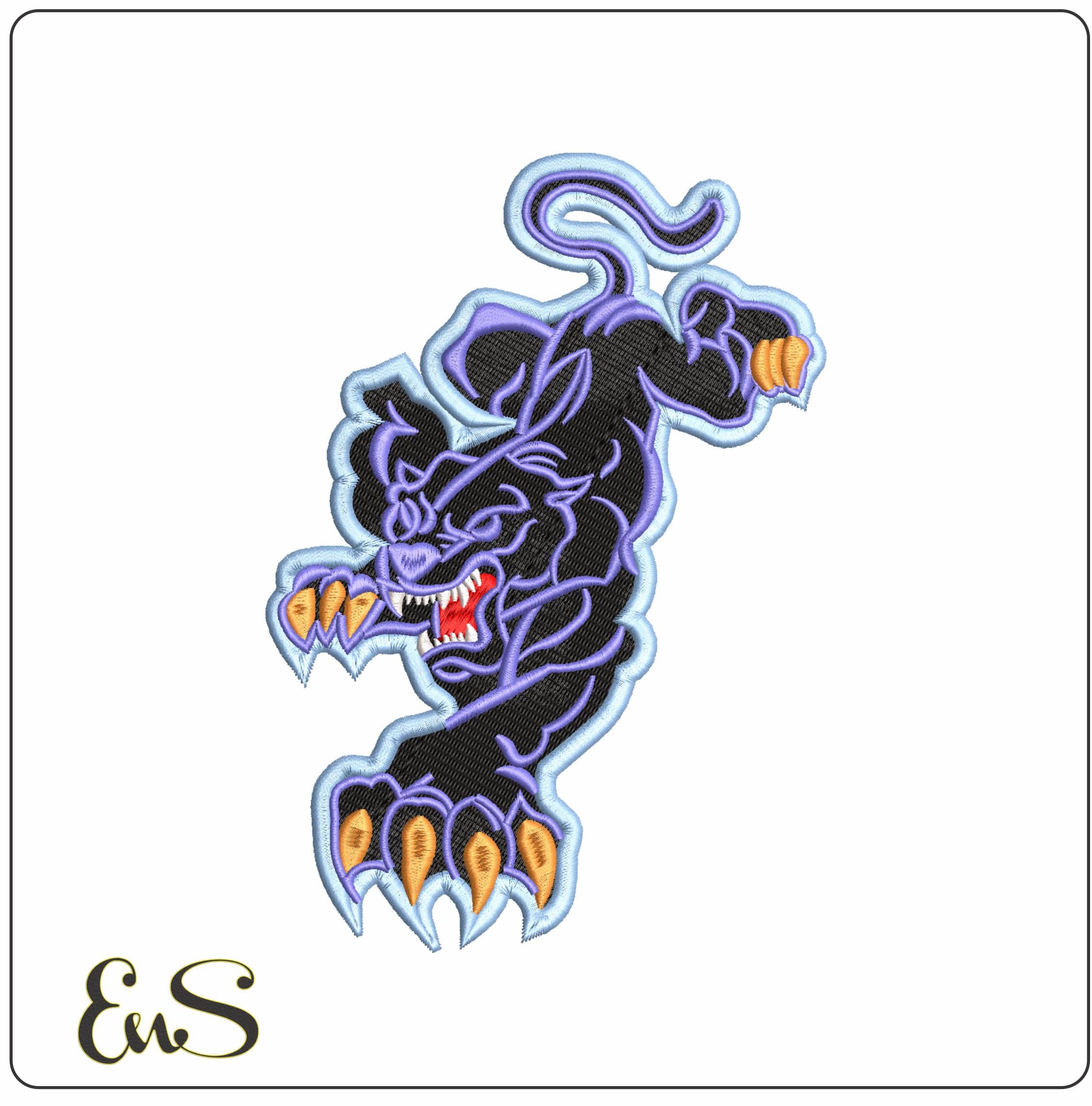 Panther Pouncing- Elegant embroidery design file - instant download