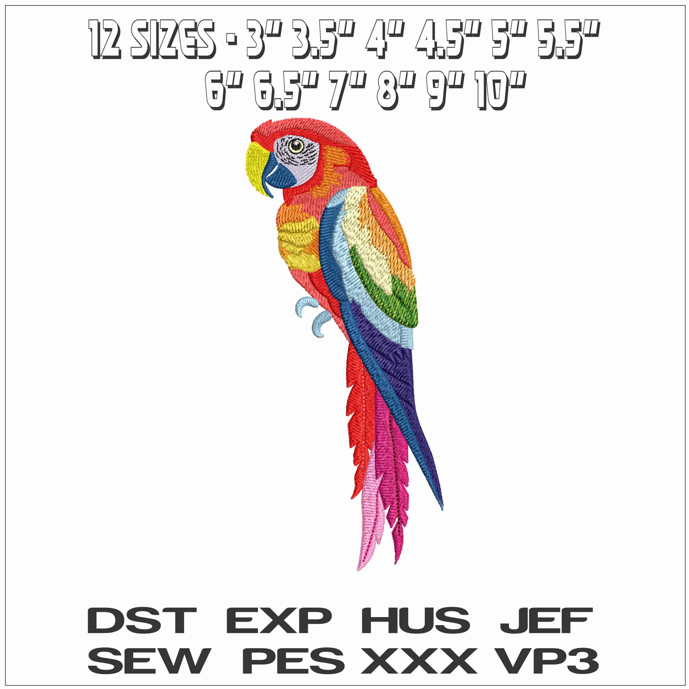 Parrot- Elegant embroidery design file - instant download — view 2