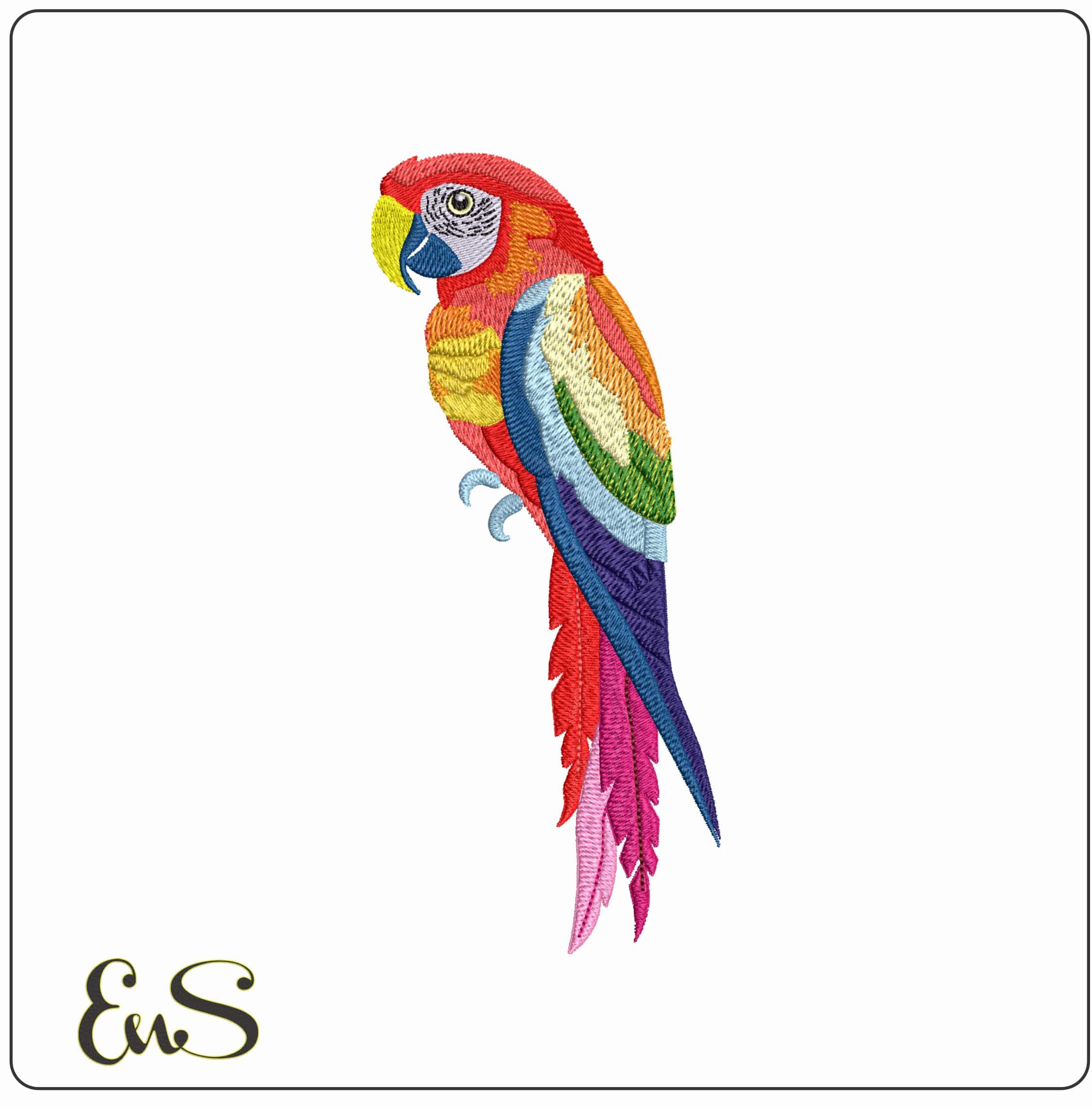 Parrot- Elegant embroidery design file - instant download