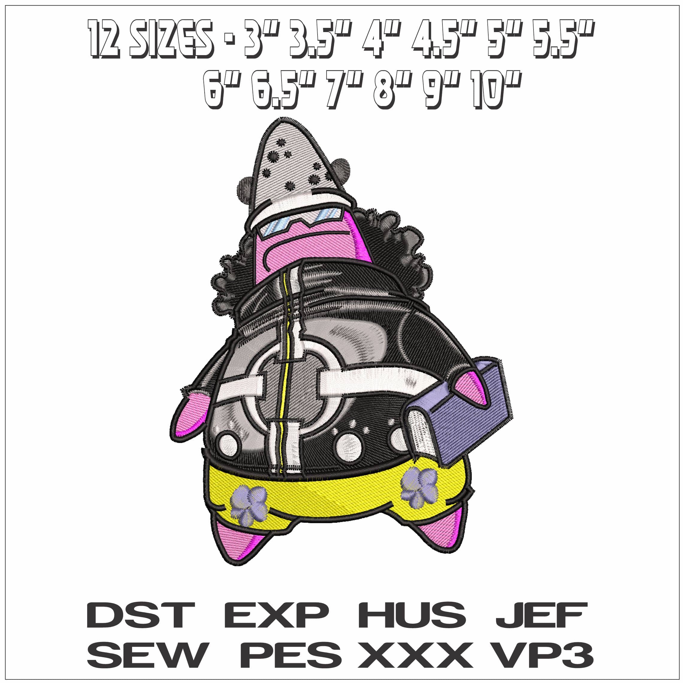 Patrick Star Bartholomew Kuma Spongebob Square Pants- Elegant embroidery design file - instant download — view 2