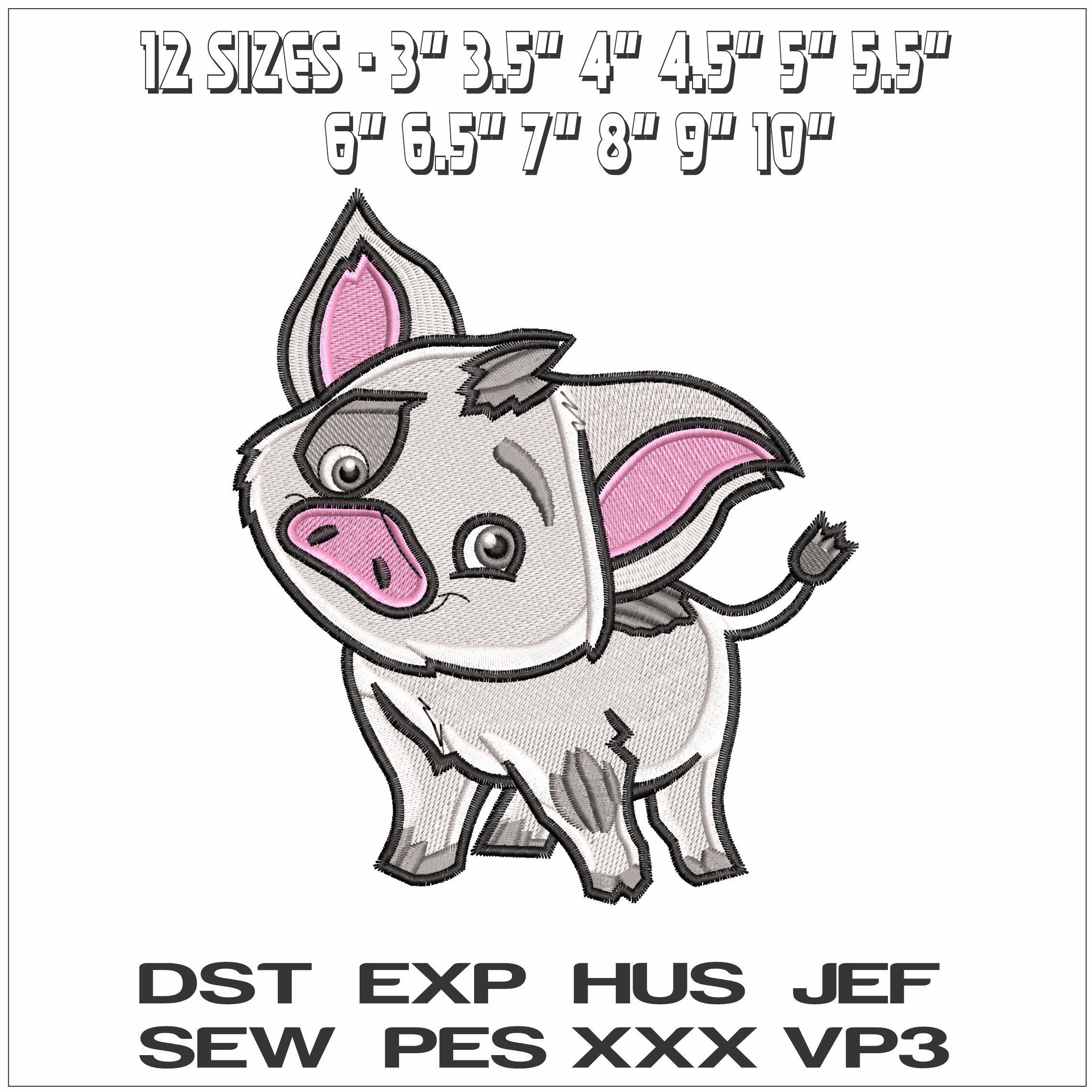 Pau Pig Moana Disney- Elegant embroidery design file - instant download — view 2