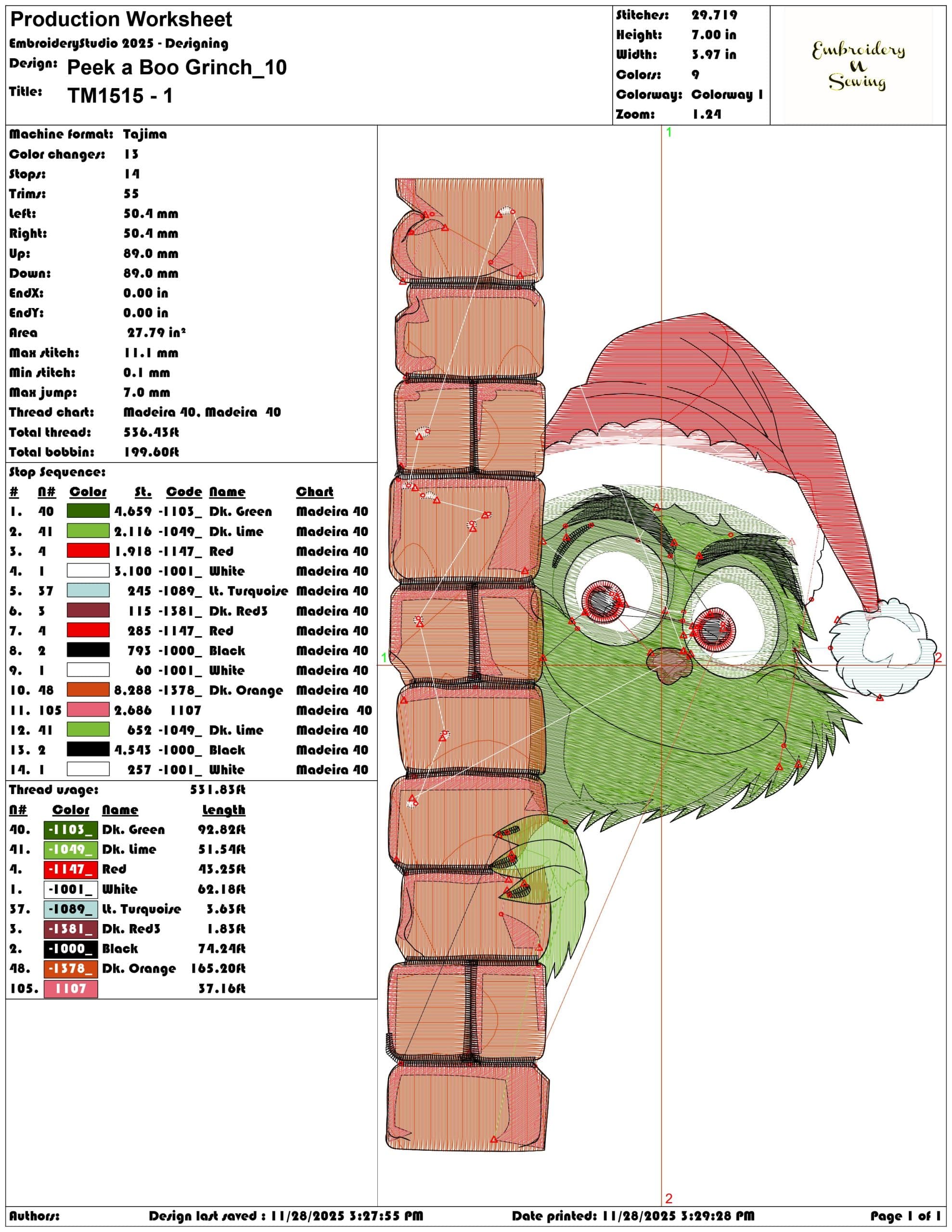 Peek a Boo Grinch- Elegant embroidery design file - instant download — view 3