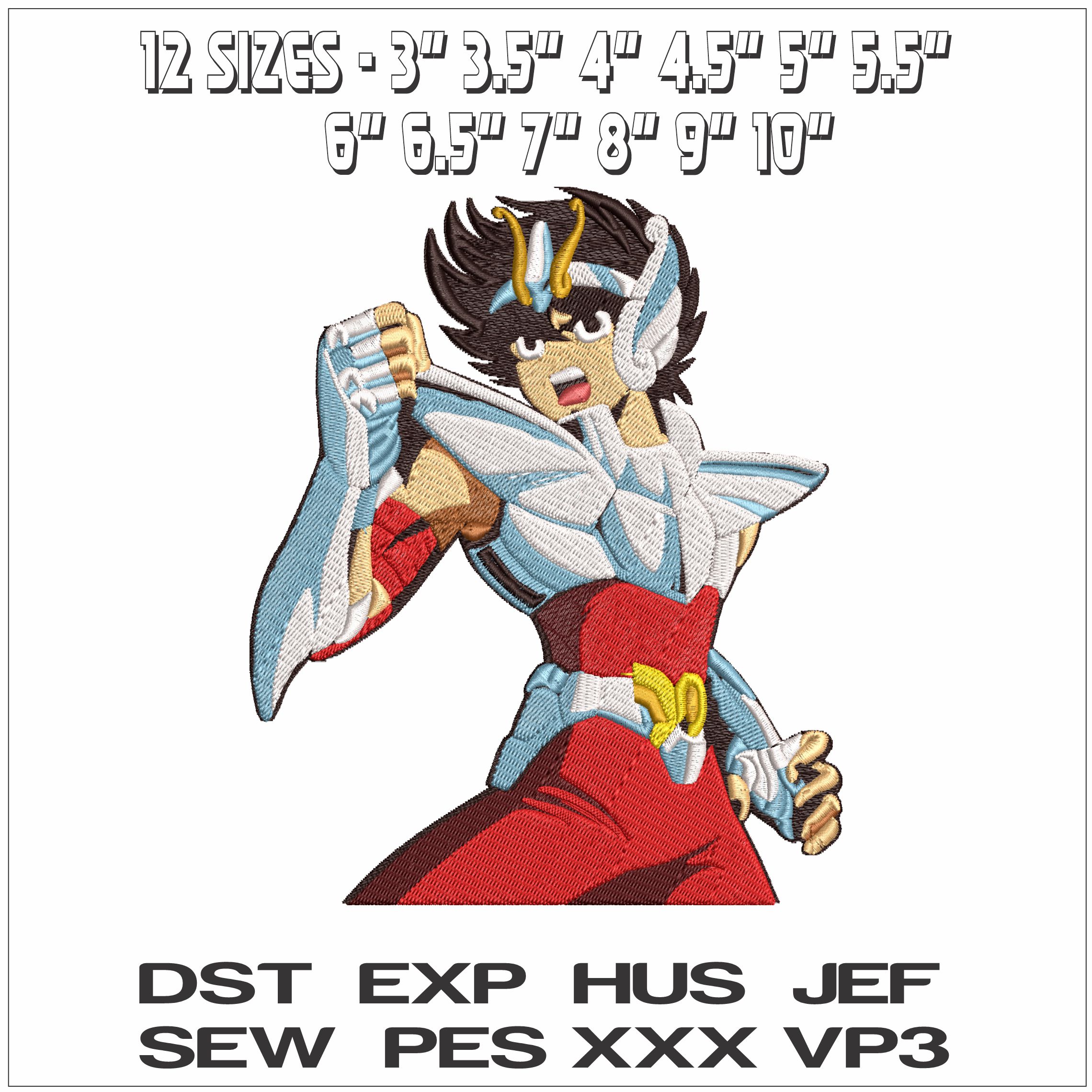 Pegasus Seiya Knights of the Zodiac Anime- Elegant embroidery design file - instant download — view 2