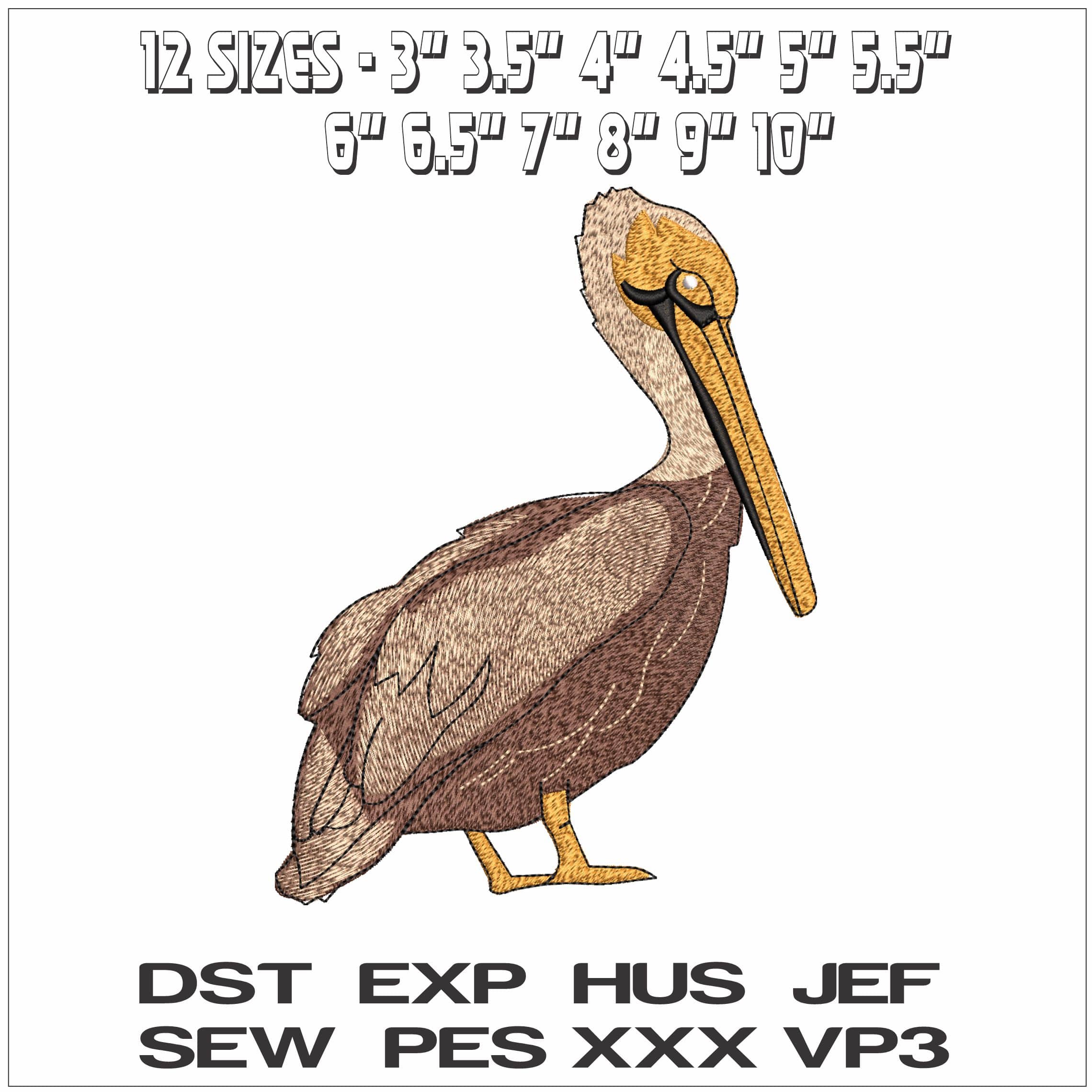 Pelican- Elegant embroidery design file - instant download — view 2
