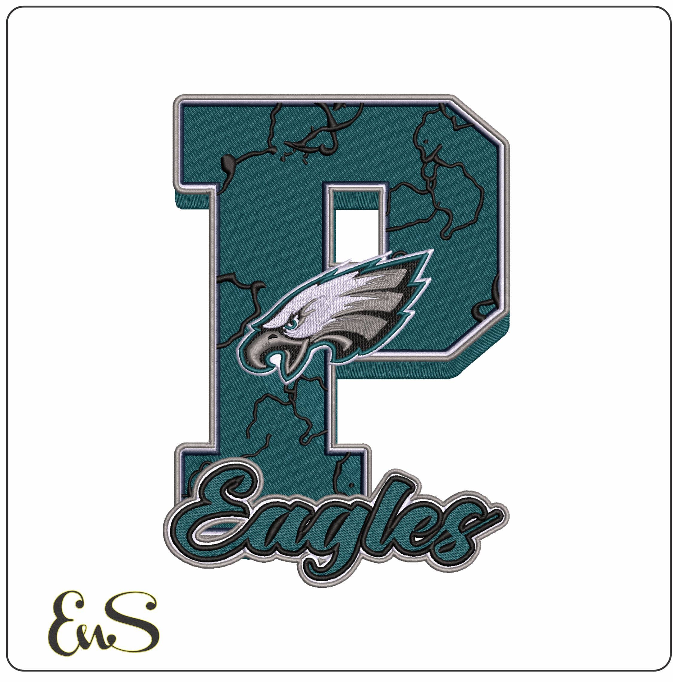 Ph Eagles- Elegant embroidery design file - instant download
