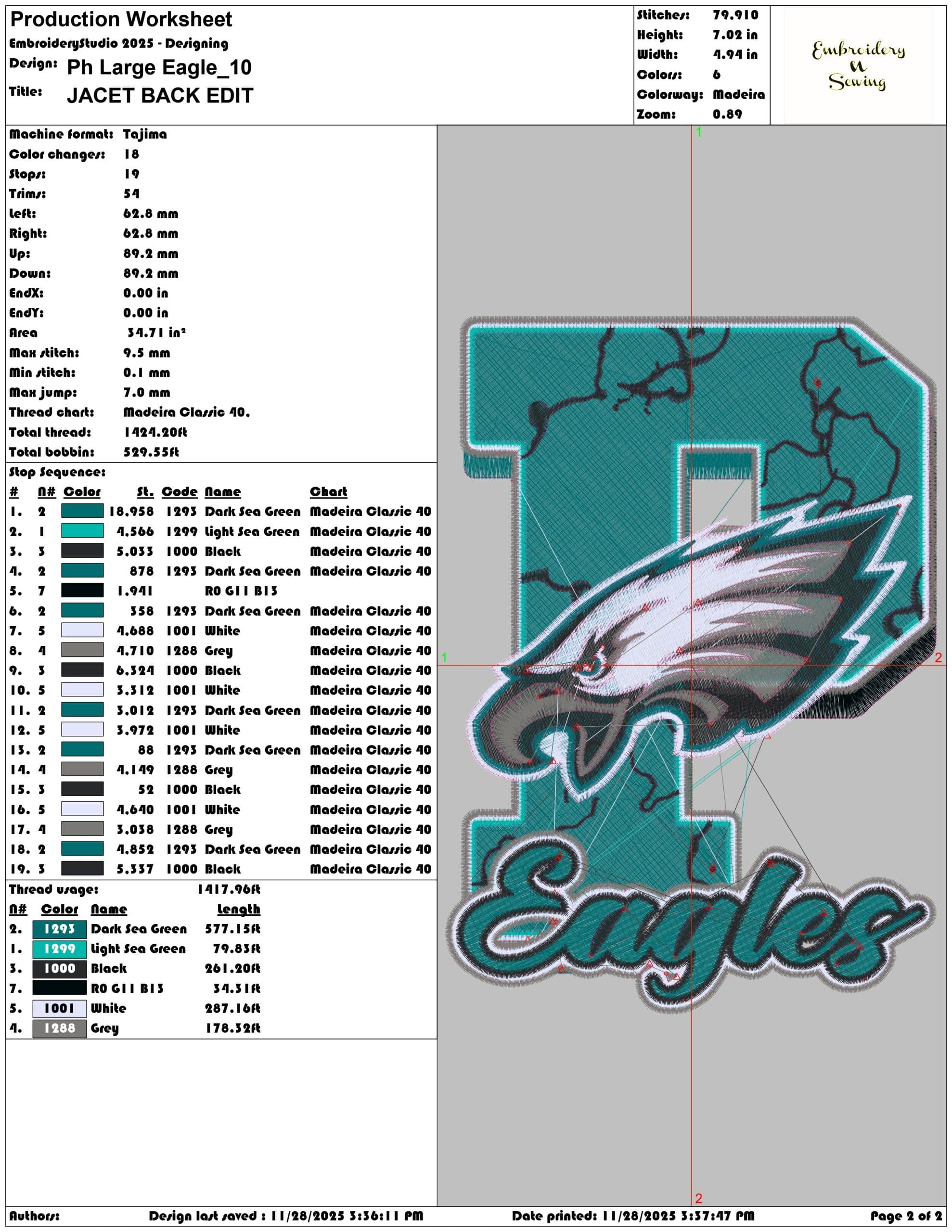 Ph Large Eagle- Elegant embroidery design file - instant download — view 4