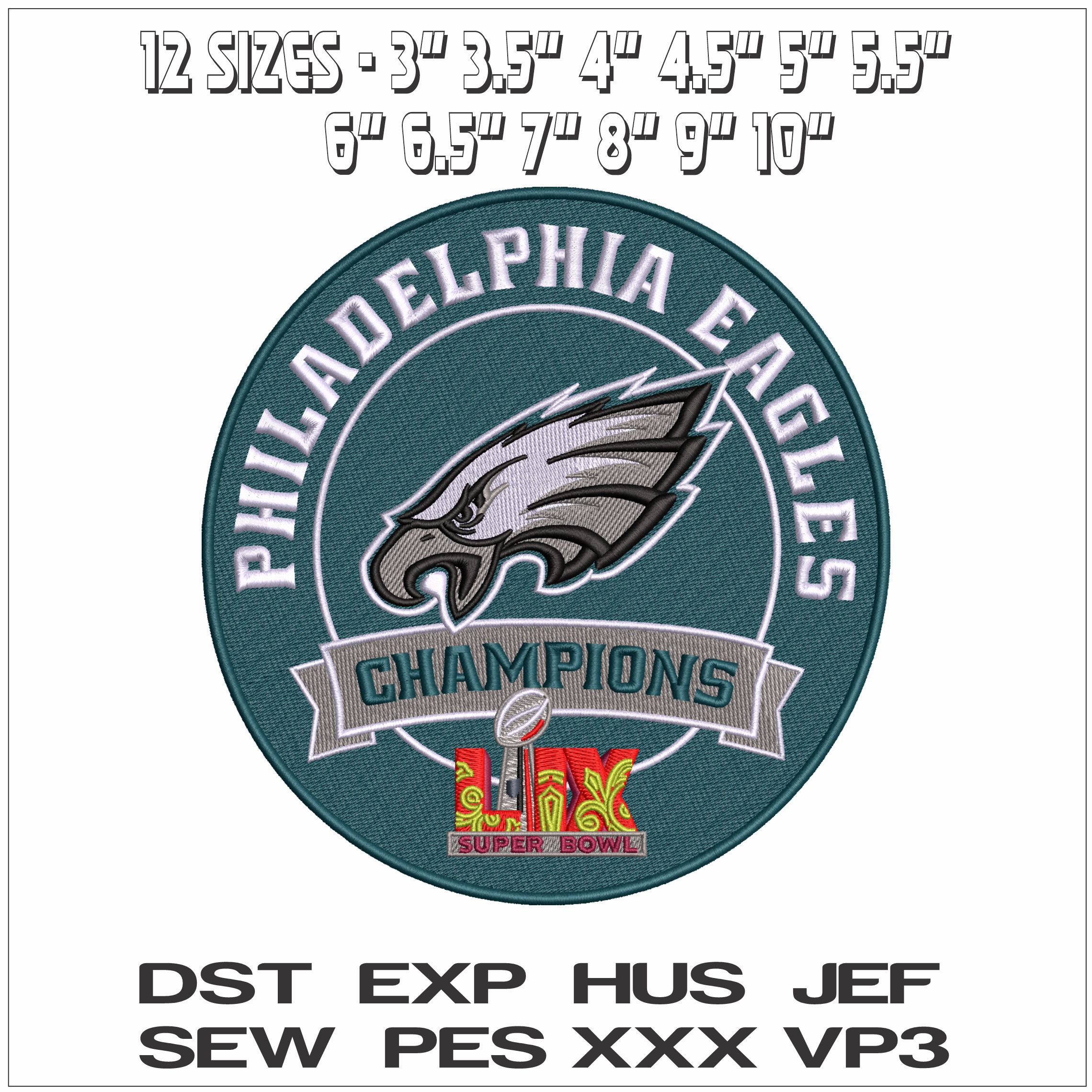 Philadephia Eagle Super Bowl Champions- Elegant embroidery design file - instant download — view 2