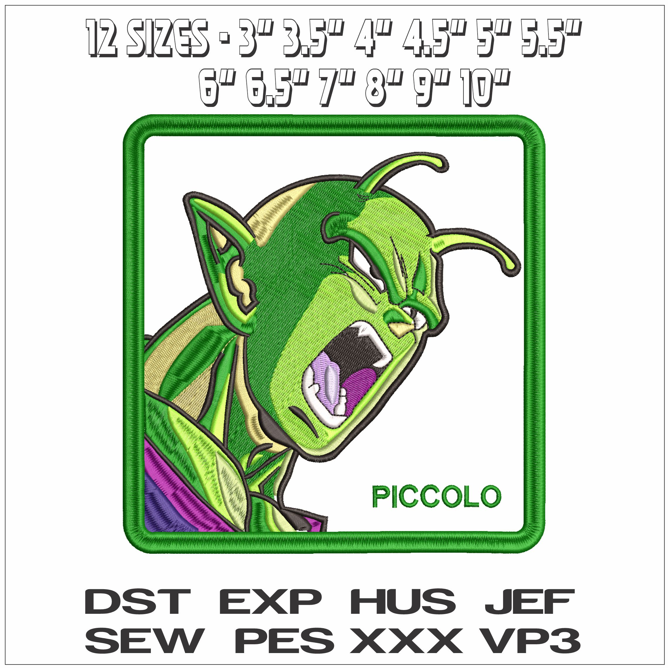 Piccolo Head roaring in Frame Anime- Elegant embroidery design file - instant download — view 2