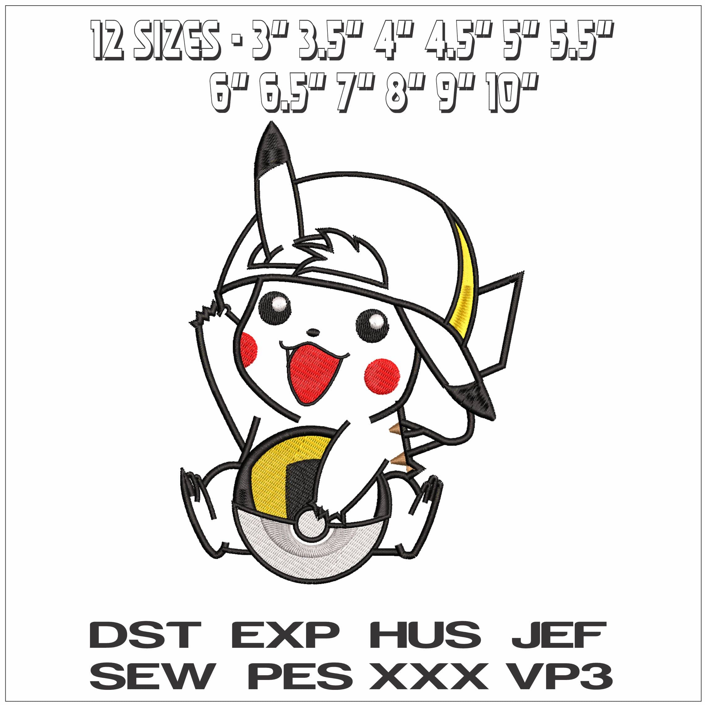 Pikachu Applique- Elegant embroidery design file - instant download — view 2