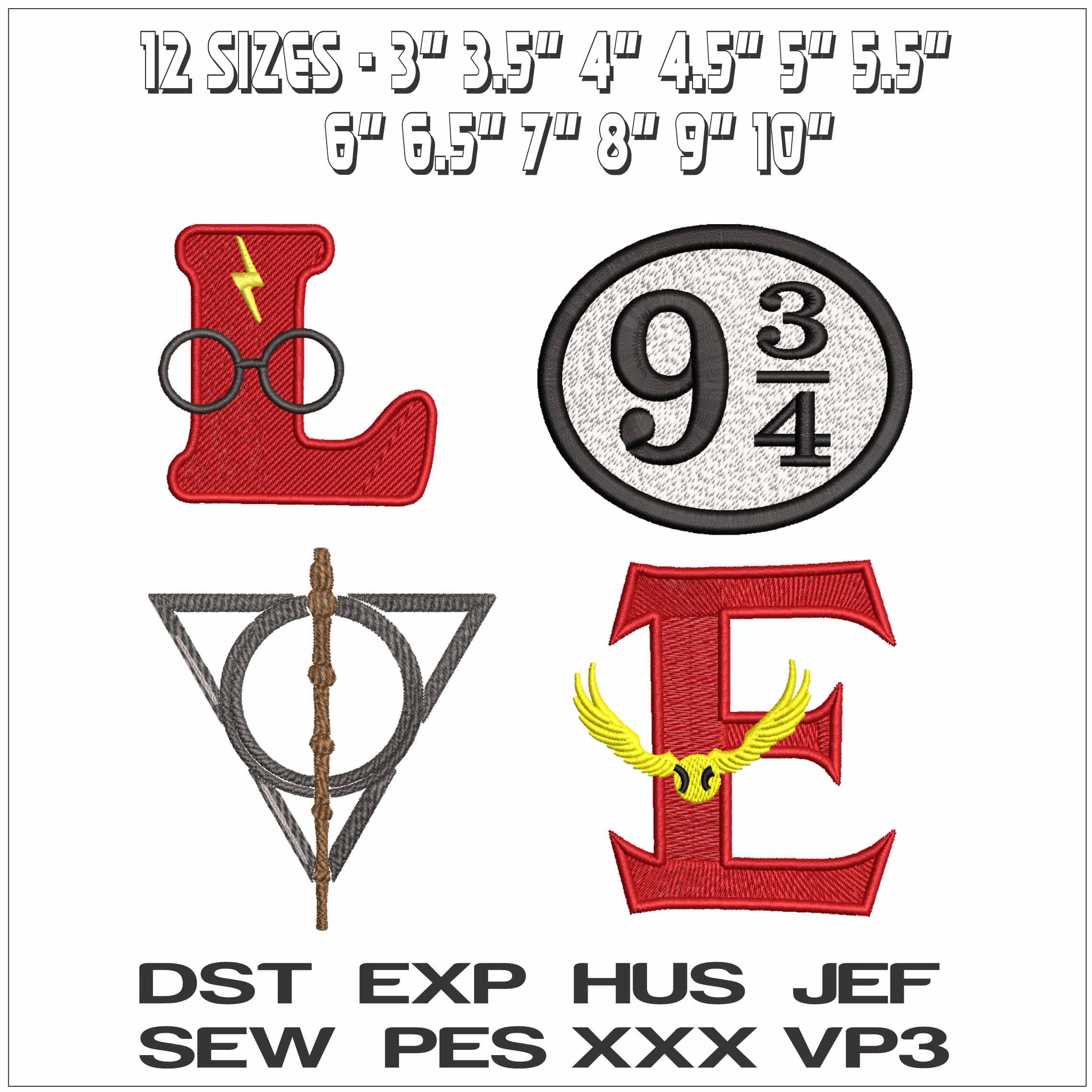 Love Harry Potter- Elegant embroidery design file - instant download — view 2