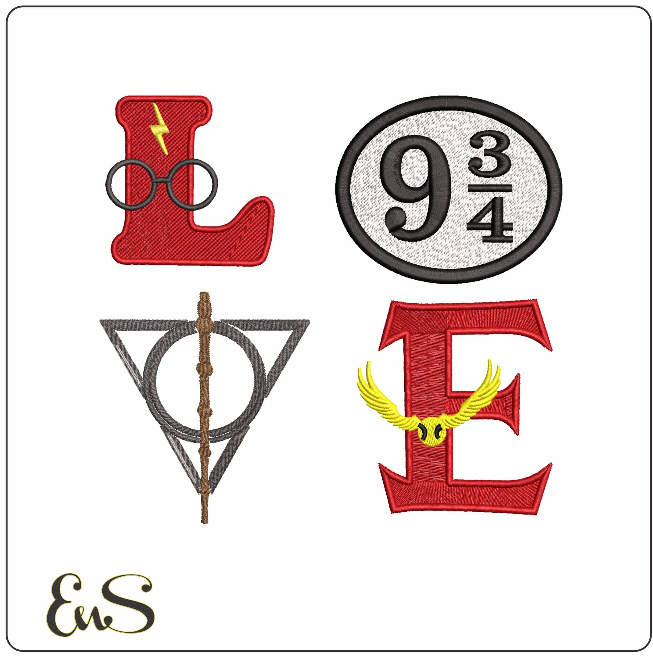 Love Harry Potter- Elegant embroidery design file - instant download