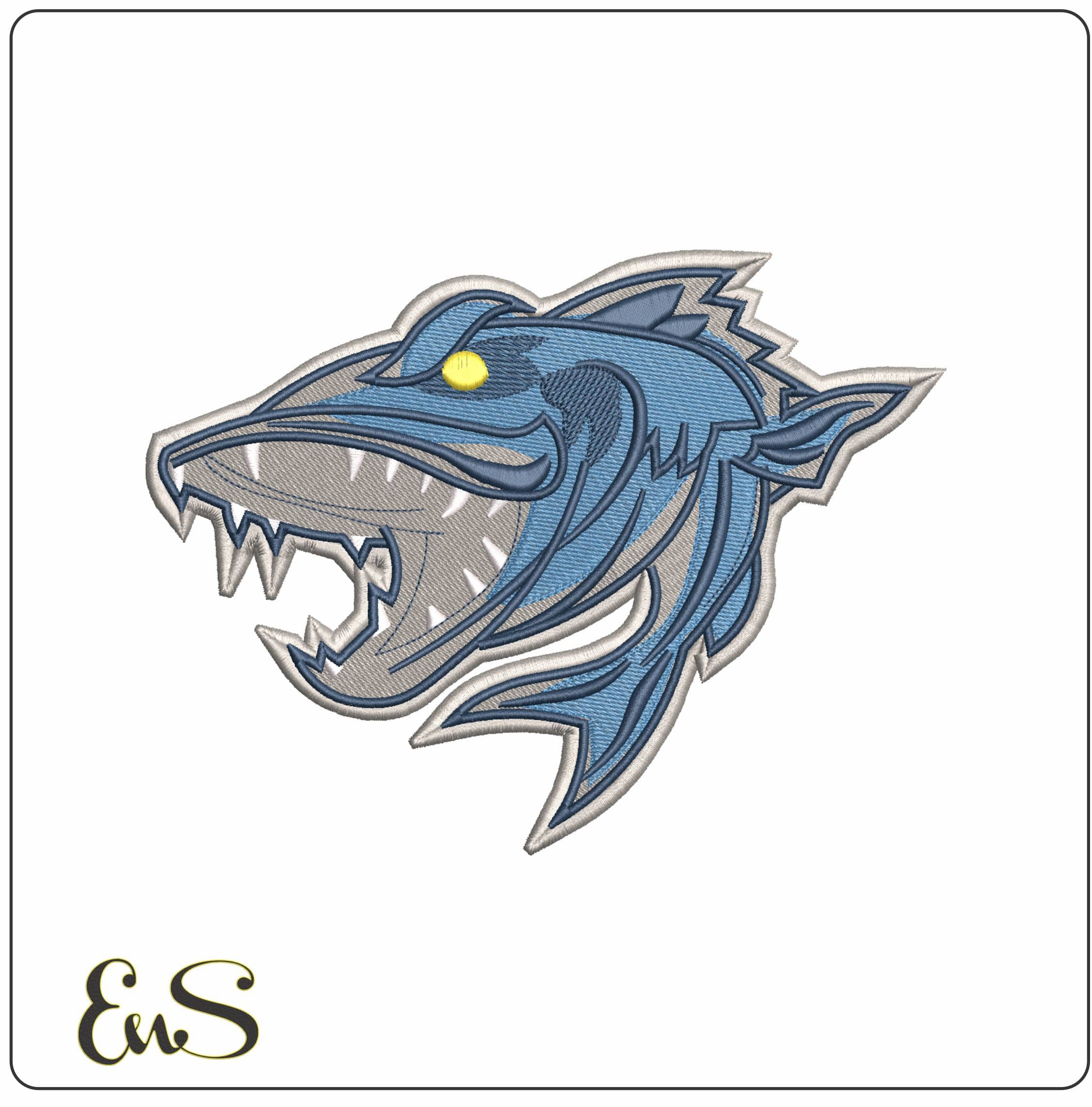 Pike- Elegant embroidery design file - instant download