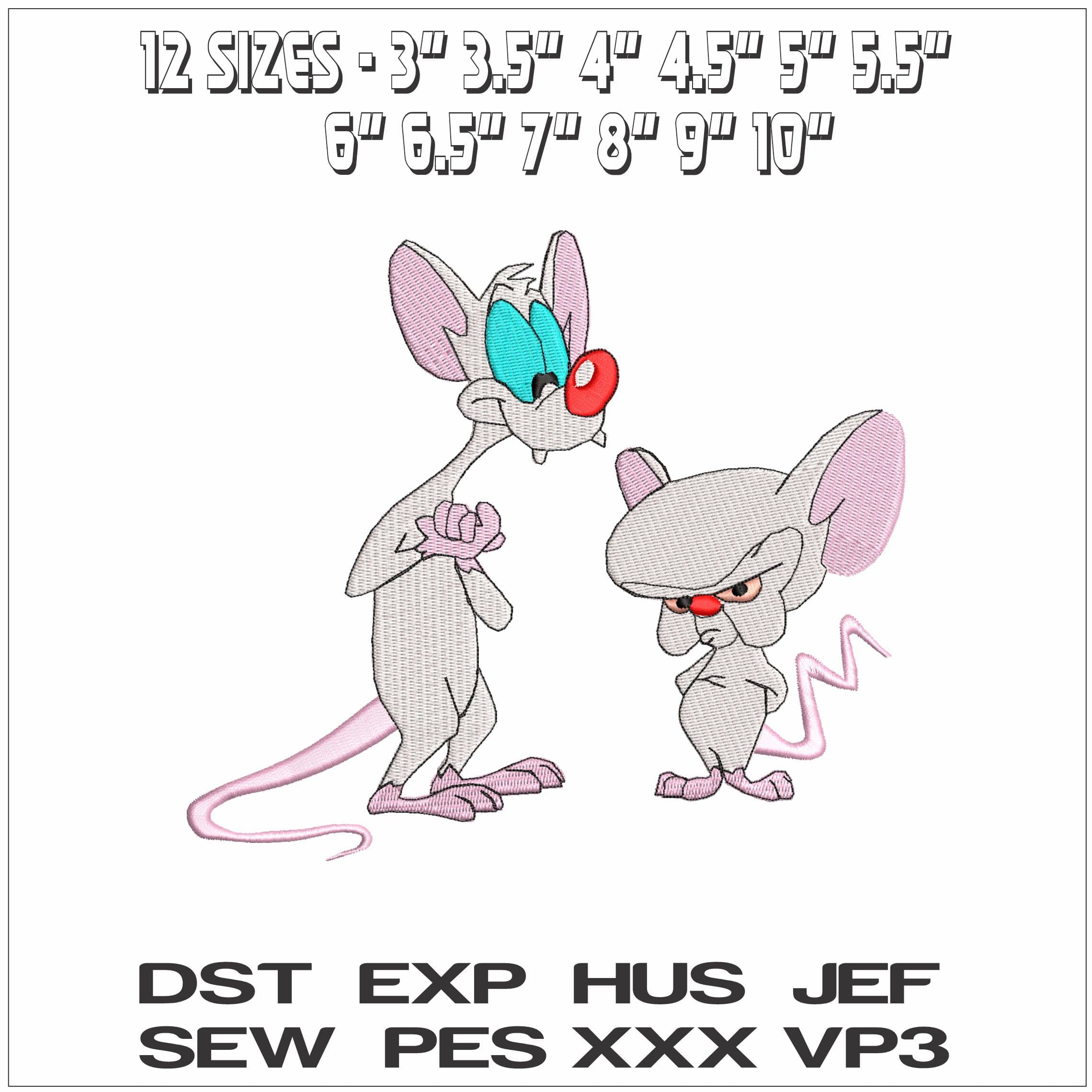 Pinky and Brian- Elegant embroidery design file - instant download — view 2