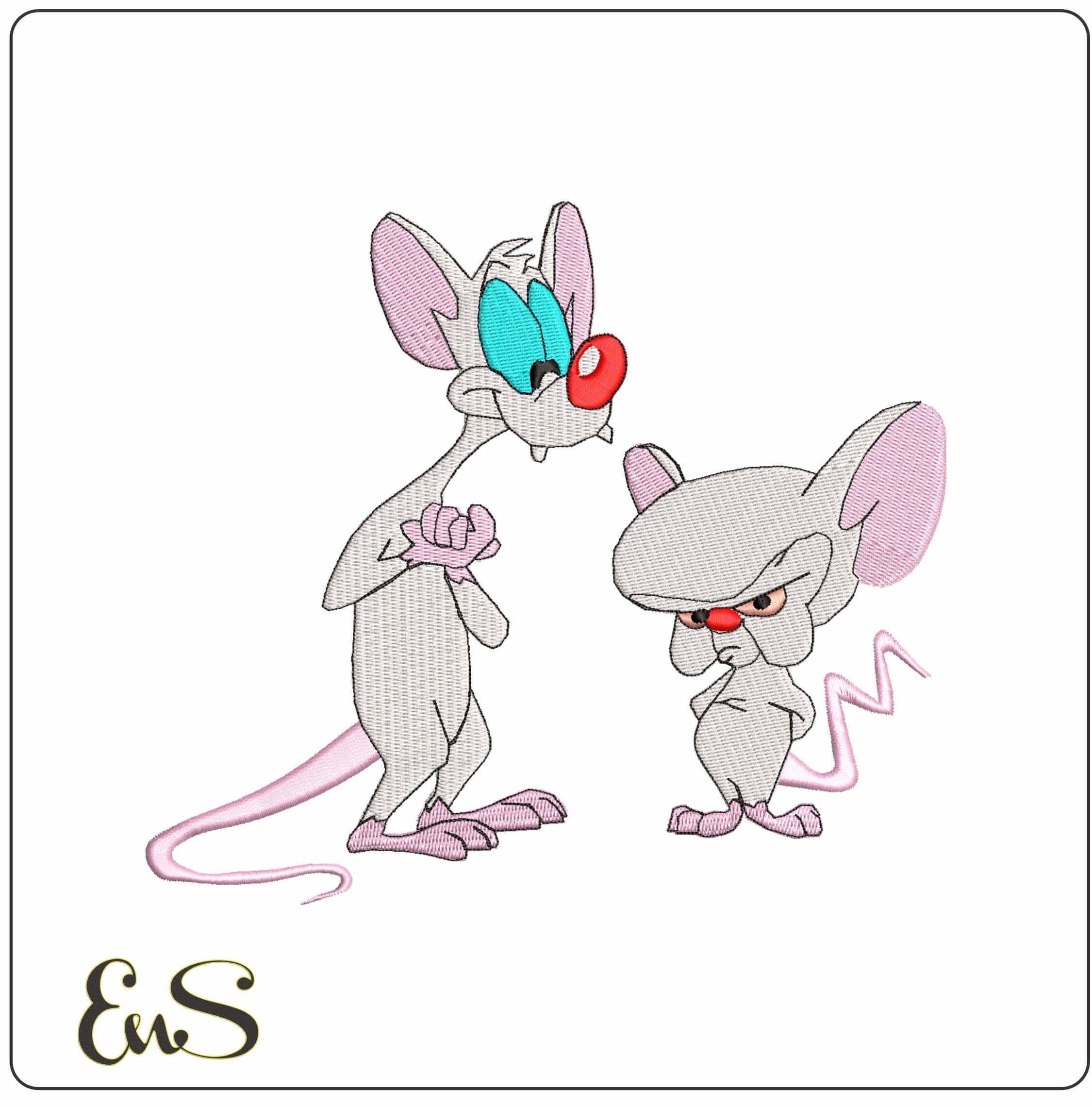 Pinky and Brian- Elegant embroidery design file - instant download