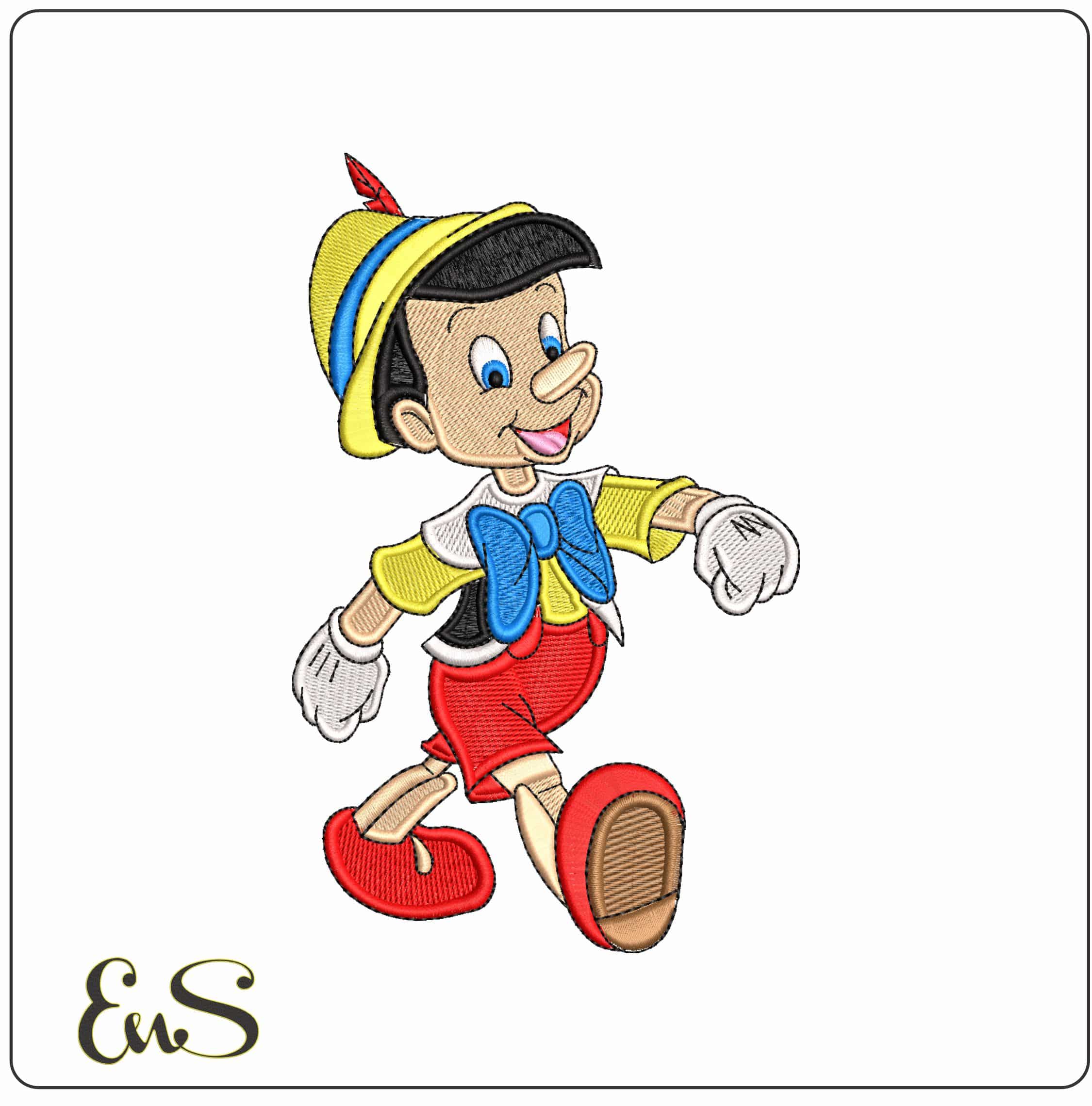 Pinochoo Disney- Elegant embroidery design file - instant download
