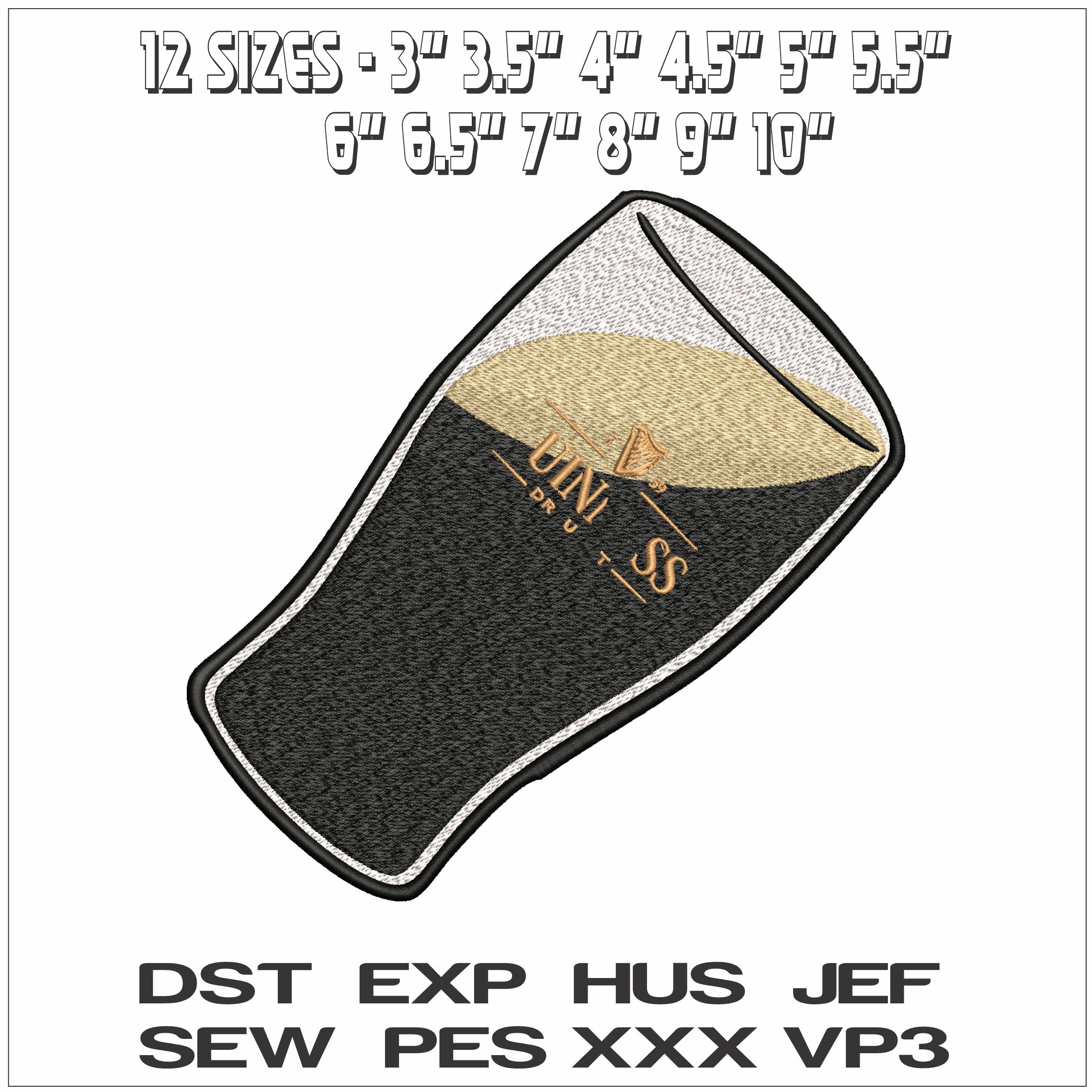 Pint Guinness Pouring- Elegant embroidery design file - instant download — view 2