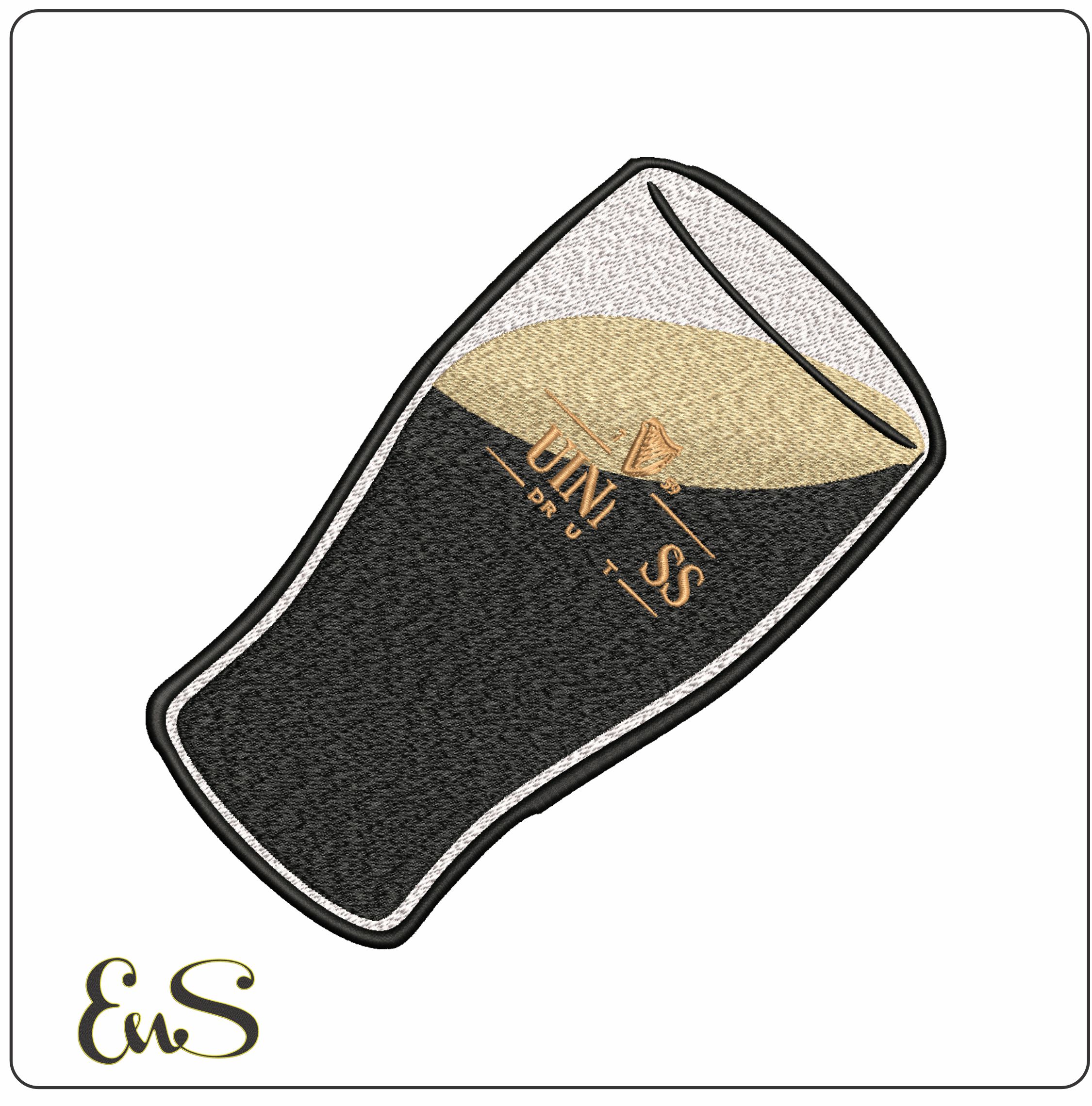 Pint Guinness Pouring- Elegant embroidery design file - instant download
