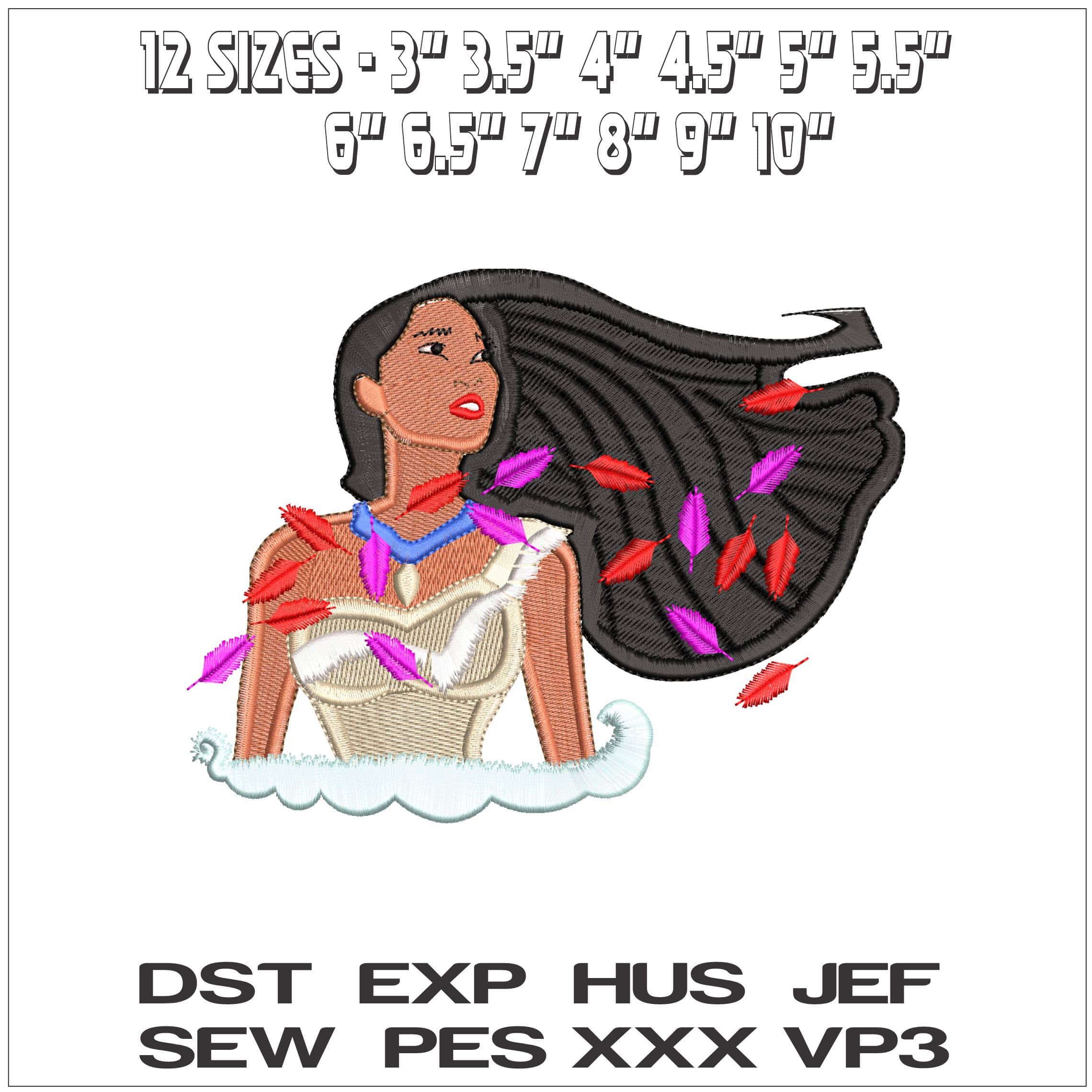 Pocahontas- Elegant embroidery design file - instant download — view 2