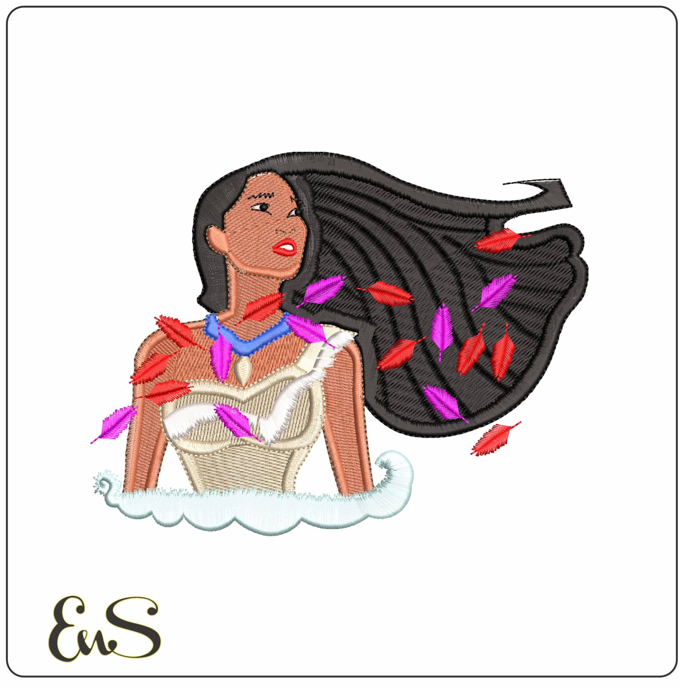 Pocahontas- Elegant embroidery design file - instant download