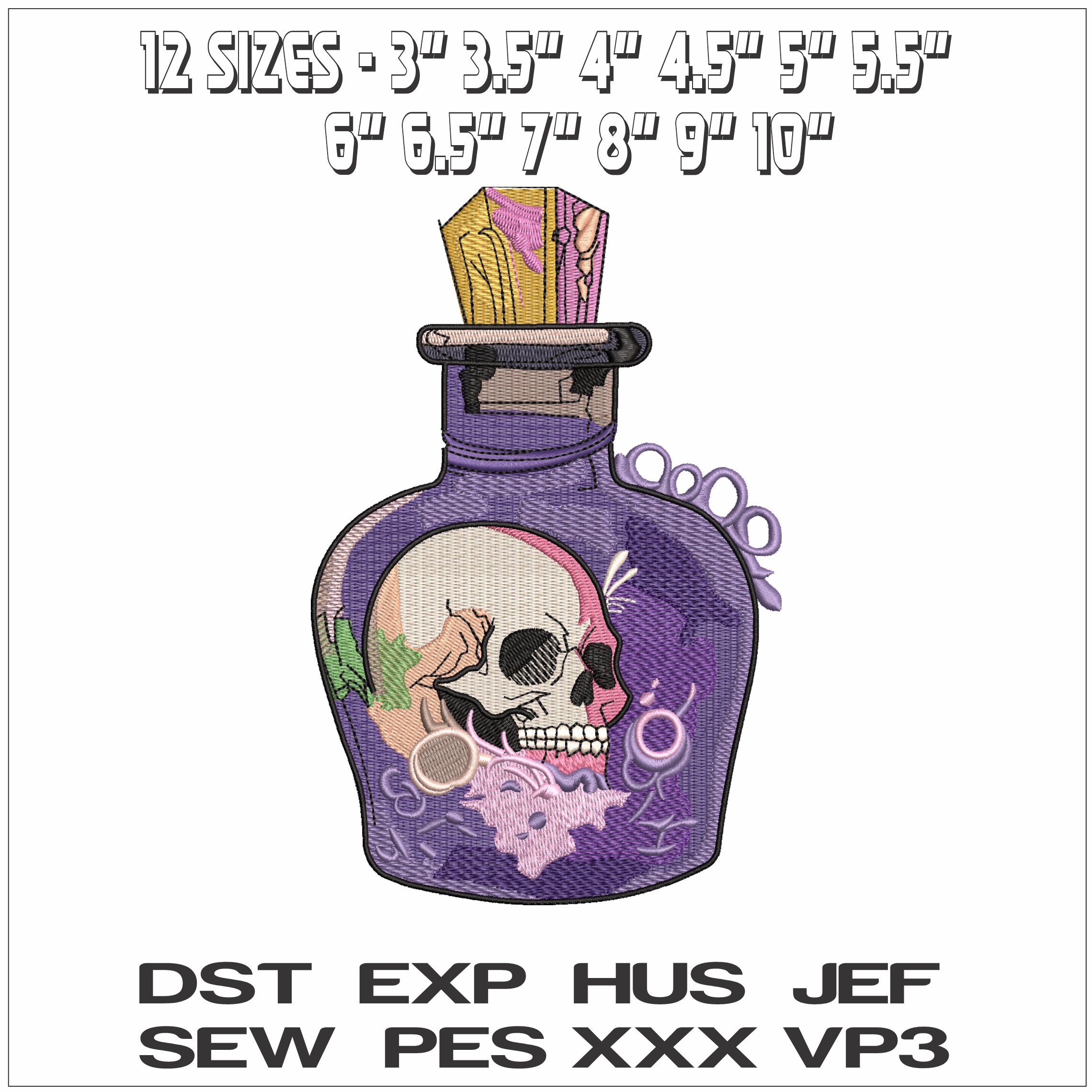Poison With Skull on Bottle- Elegant embroidery design file - instant download — view 2