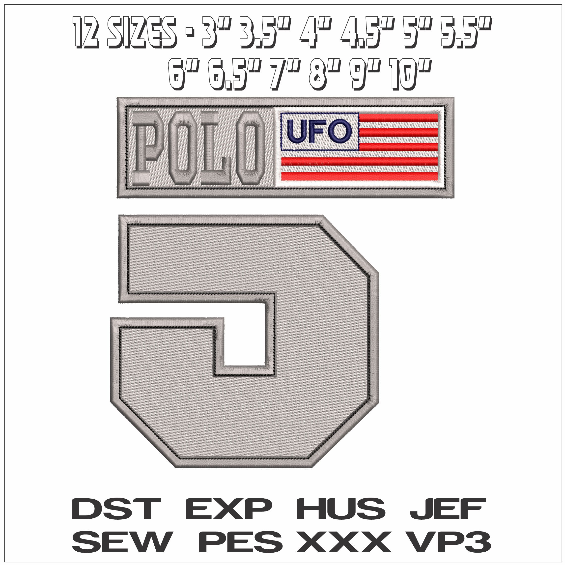 Polo UFO Logo- Elegant embroidery design file - instant download — view 2