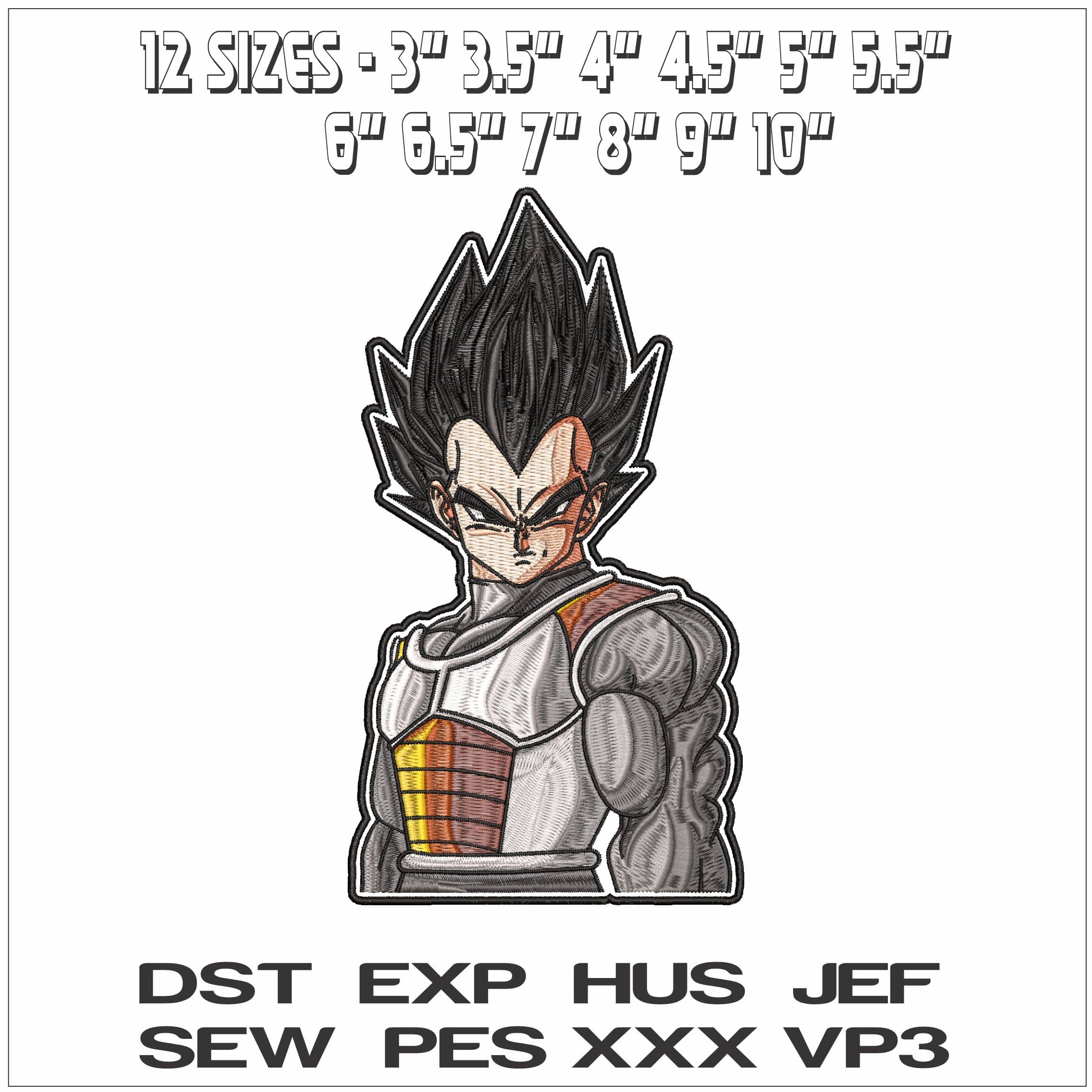 Prince Vegeta Dragon Ball Anime- Elegant embroidery design file - instant download — view 2