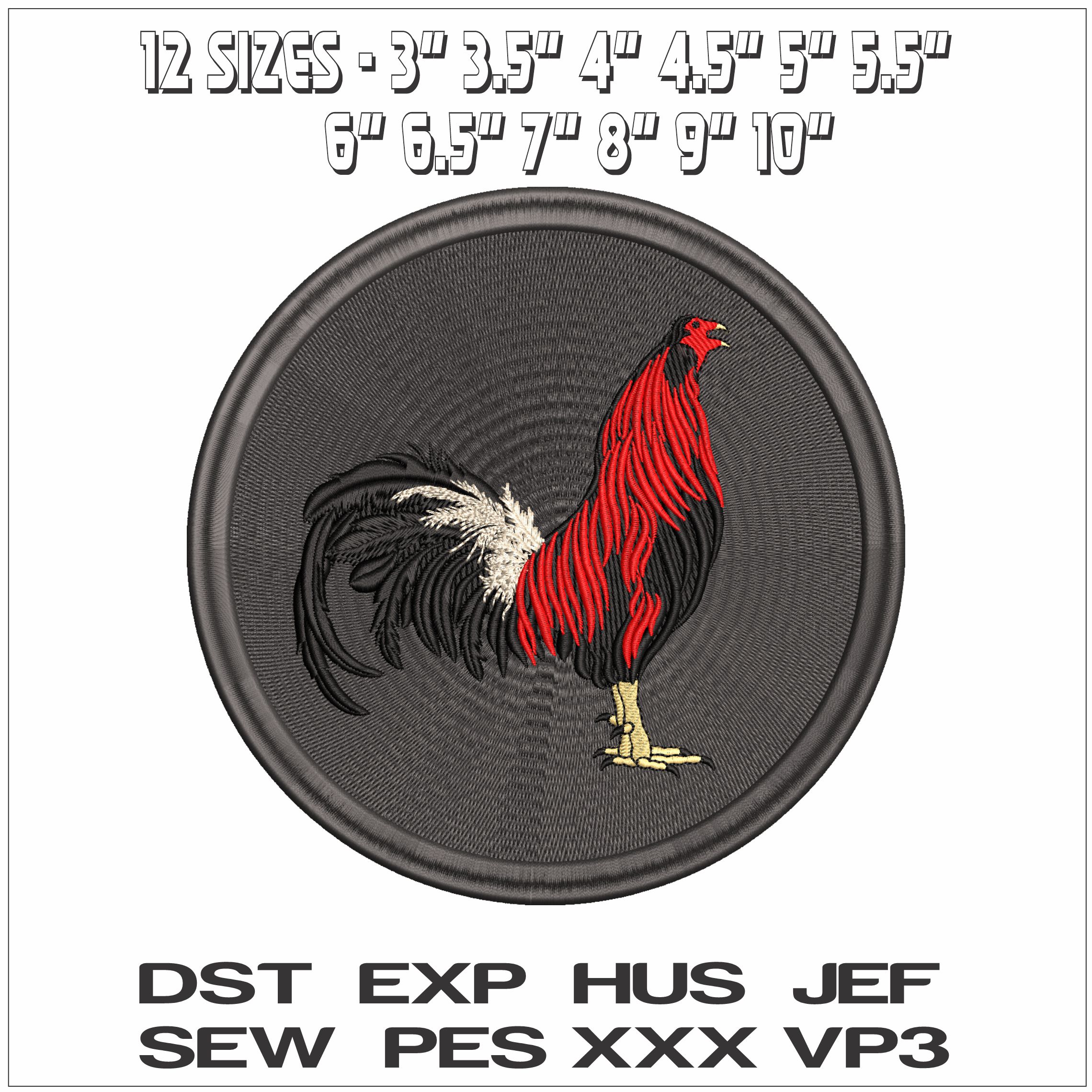 Prize Rooster in emblem- Elegant embroidery design file - instant download — view 2