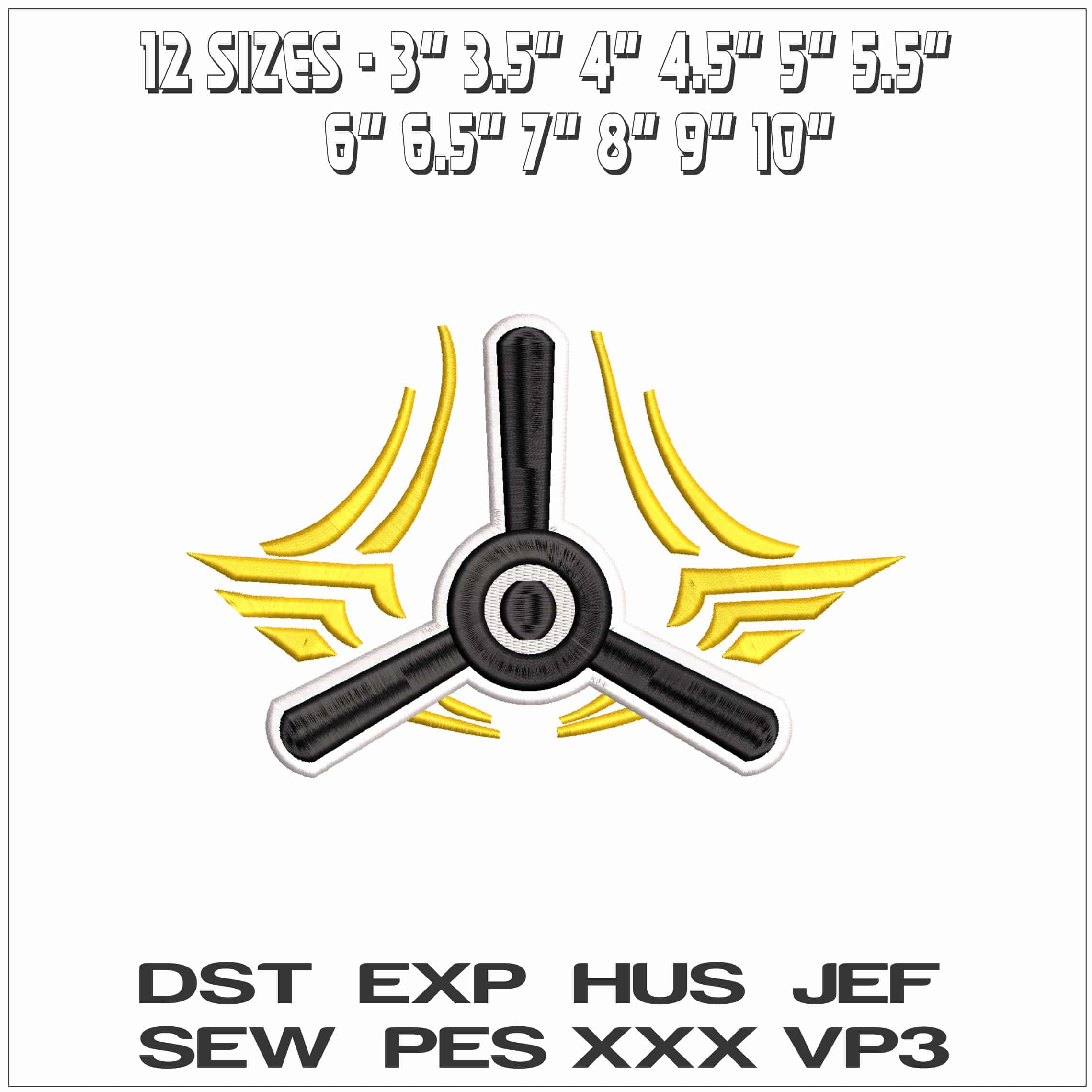Propeller spinning- Elegant embroidery design file - instant download — view 2