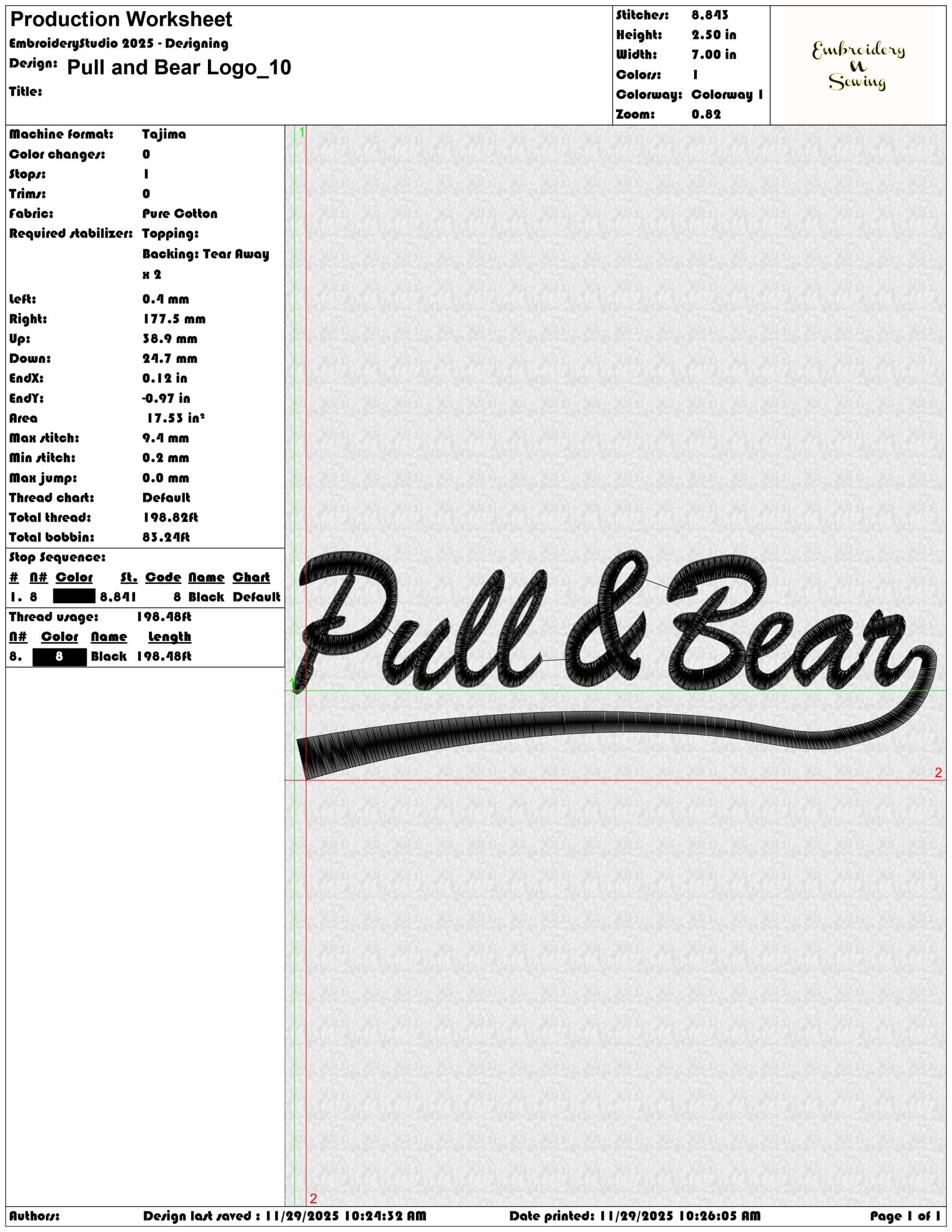 Pull and Bear Logo- Elegant embroidery design file - instant download — view 3