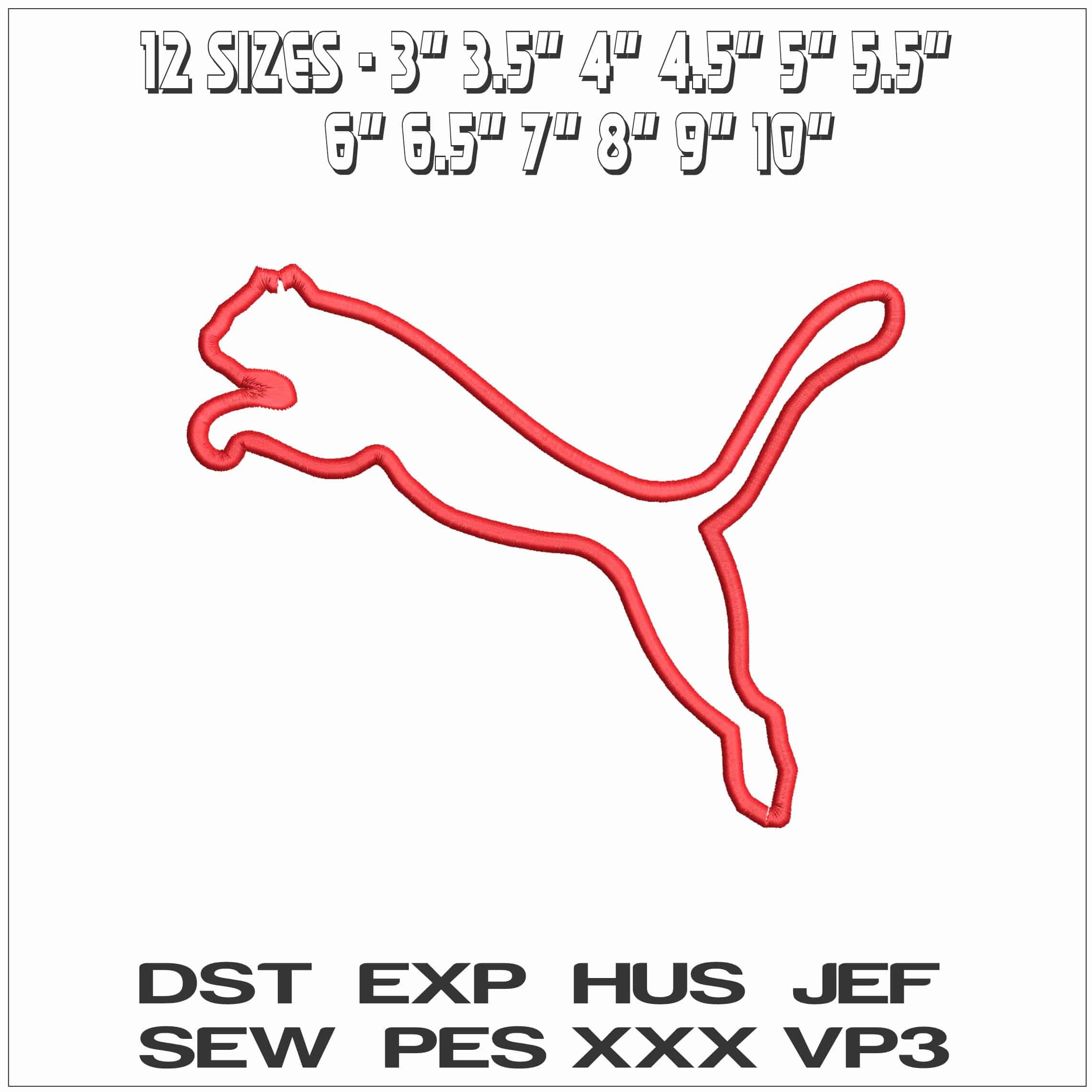 Puma Outline Logo- Elegant embroidery design file - instant download — view 2