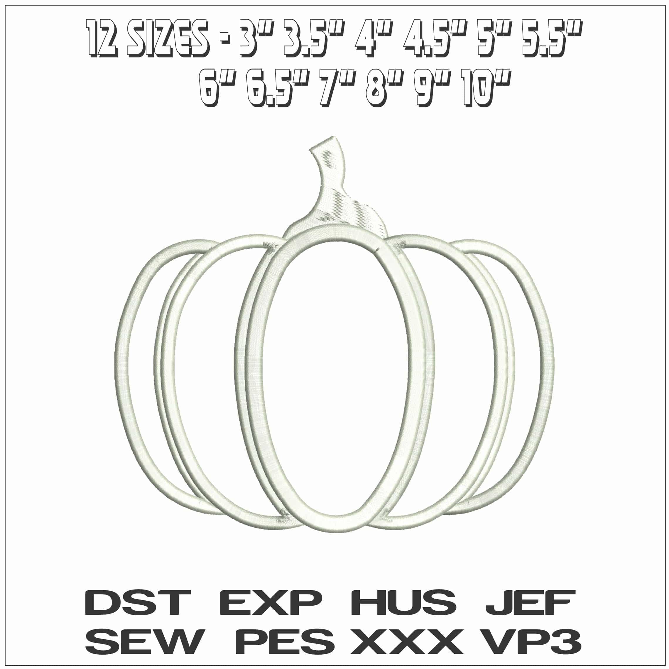 Pumpkin Outline- Elegant embroidery design file - instant download — view 2