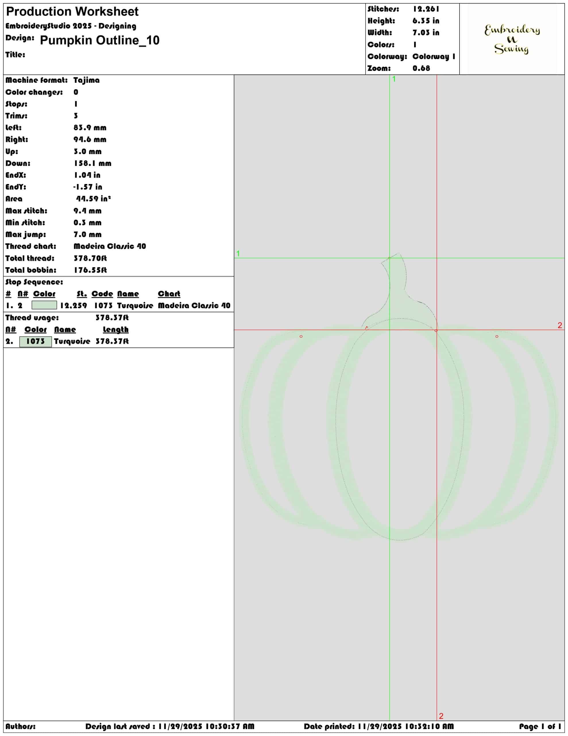 Pumpkin Outline- Elegant embroidery design file - instant download — view 3