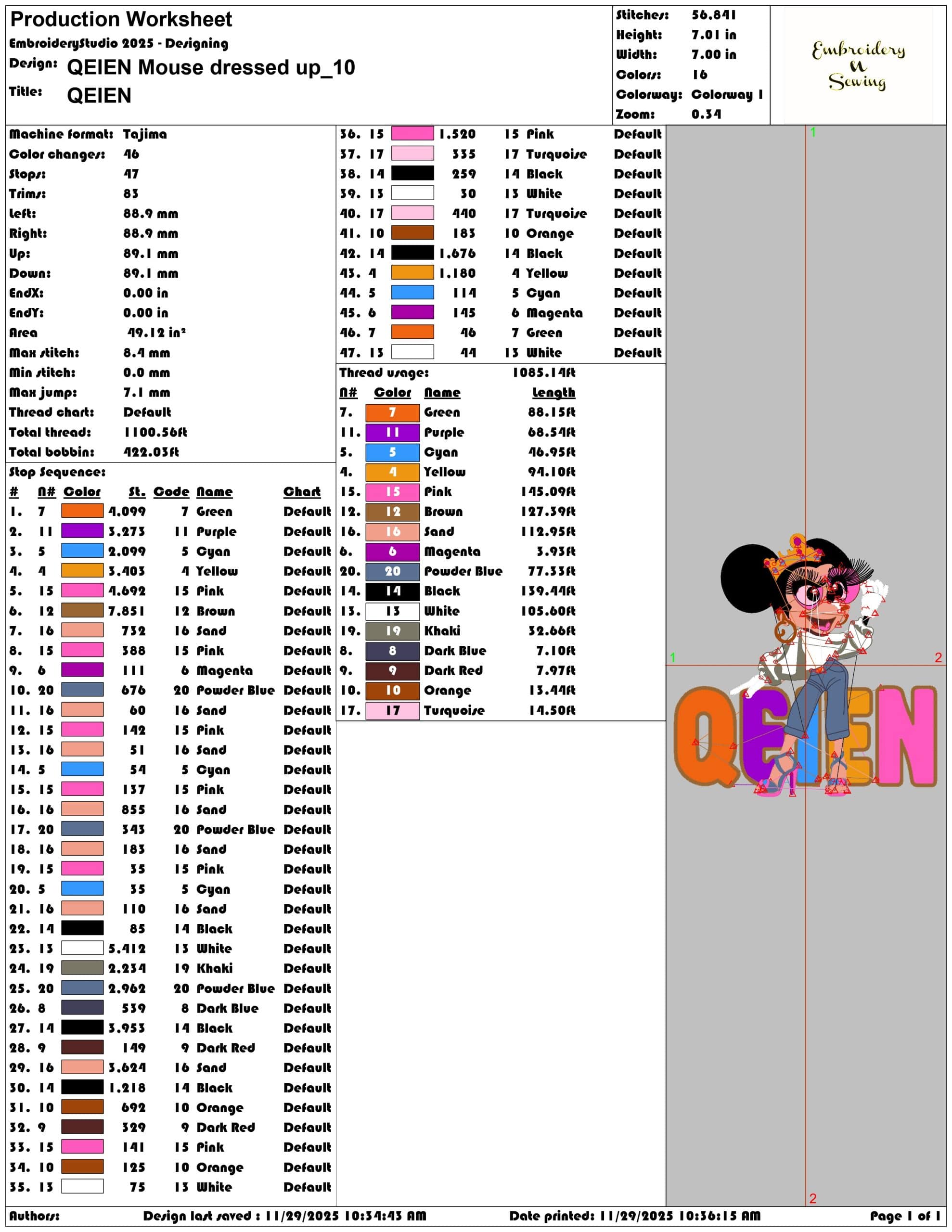 QEIEN Mouse dressed- Elegant embroidery design file - instant download — view 3