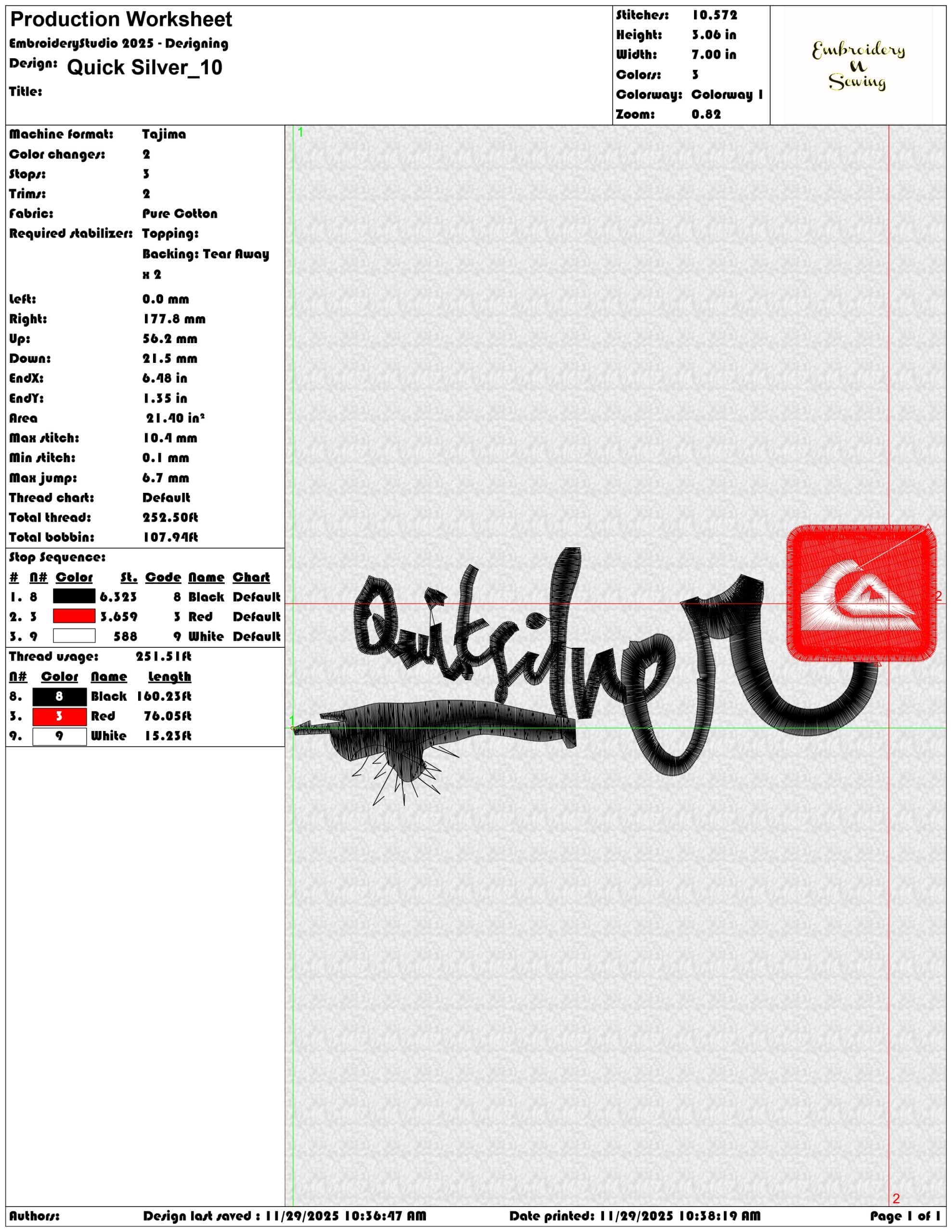 Quick Silver- Elegant embroidery design file - instant download — view 3