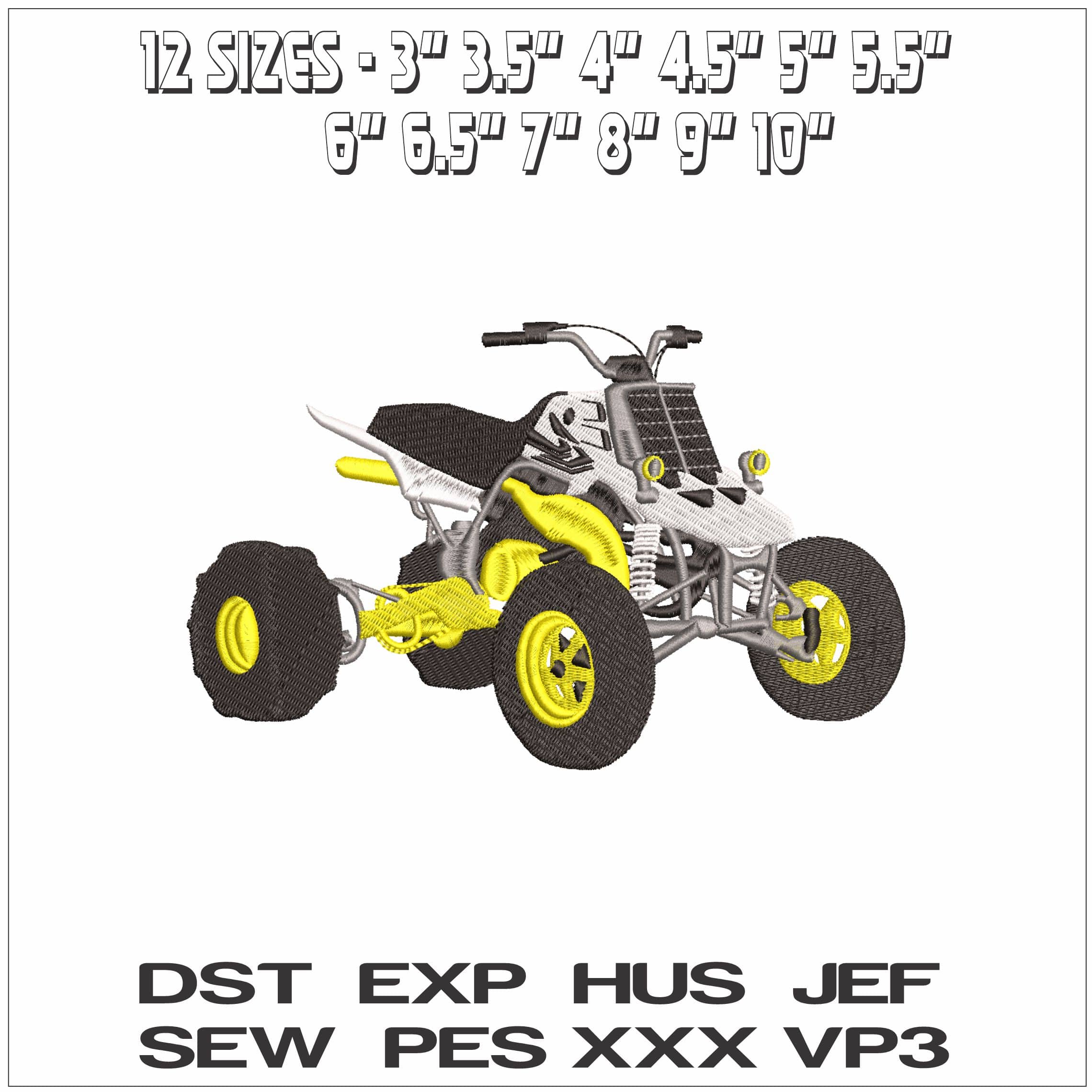 Racing ATV- Elegant embroidery design file - instant download — view 2