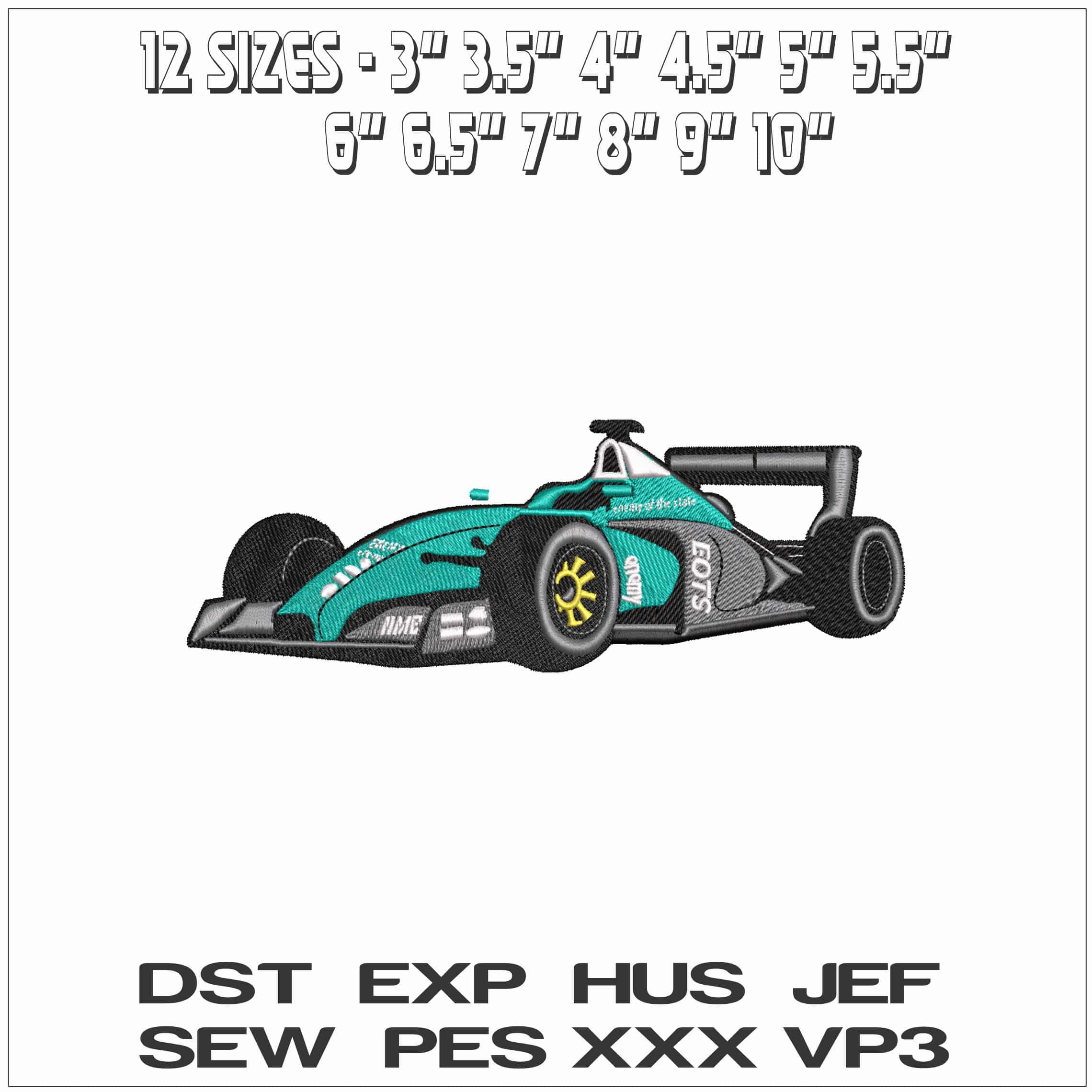 Racing Car- Elegant embroidery design file - instant download — view 2