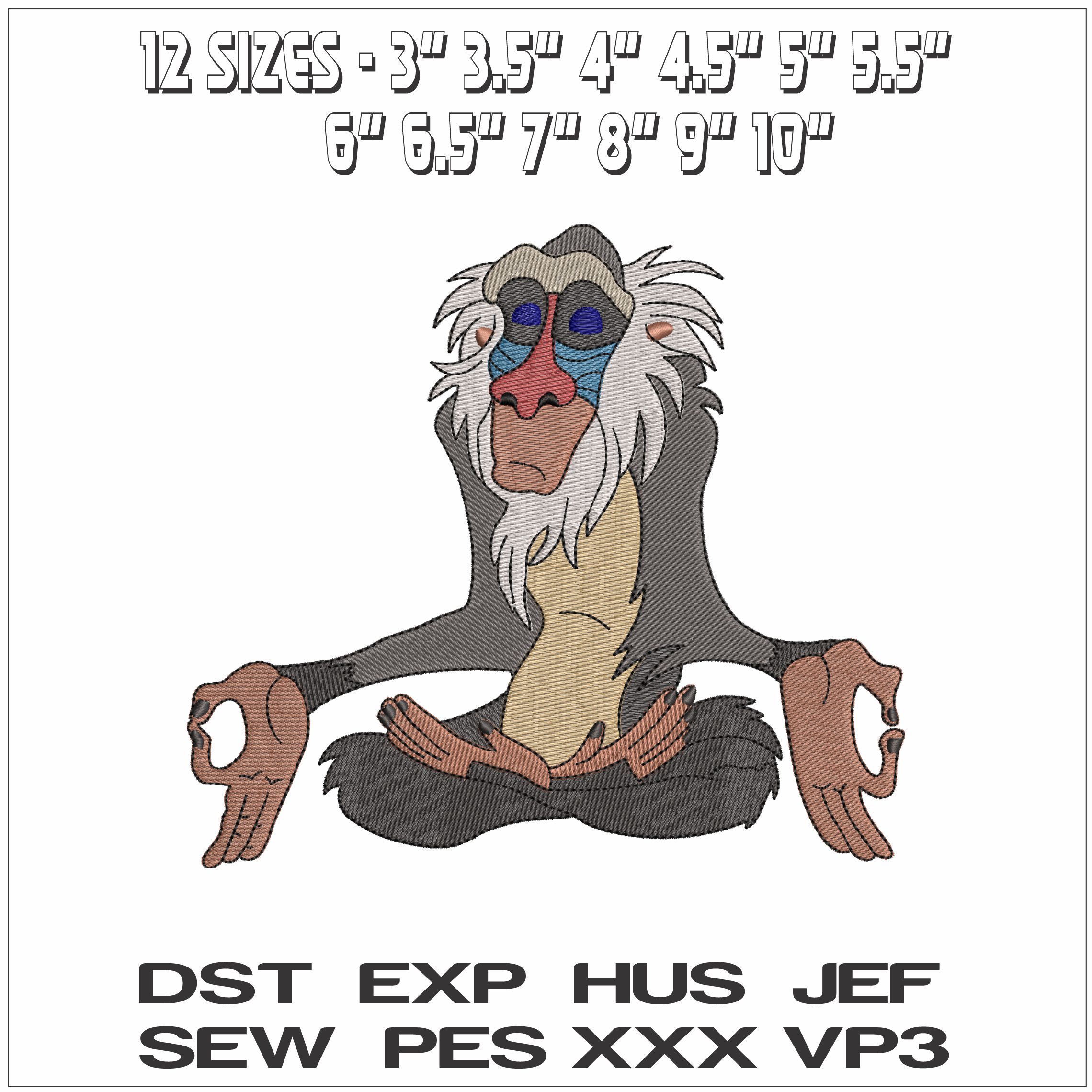 Rafiki Meditating Lion King- Elegant embroidery design file - instant download — view 2