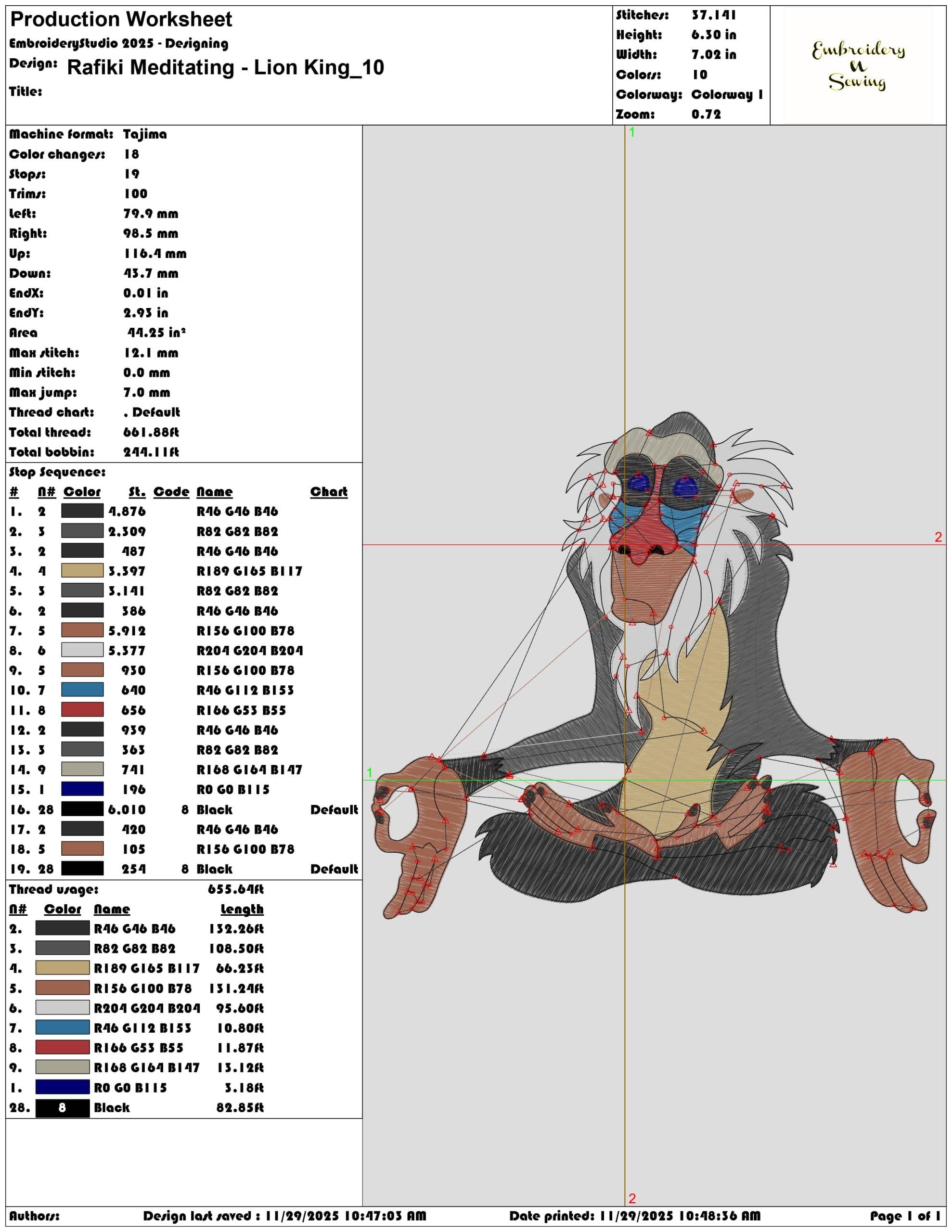Rafiki Meditating Lion King- Elegant embroidery design file - instant download — view 3