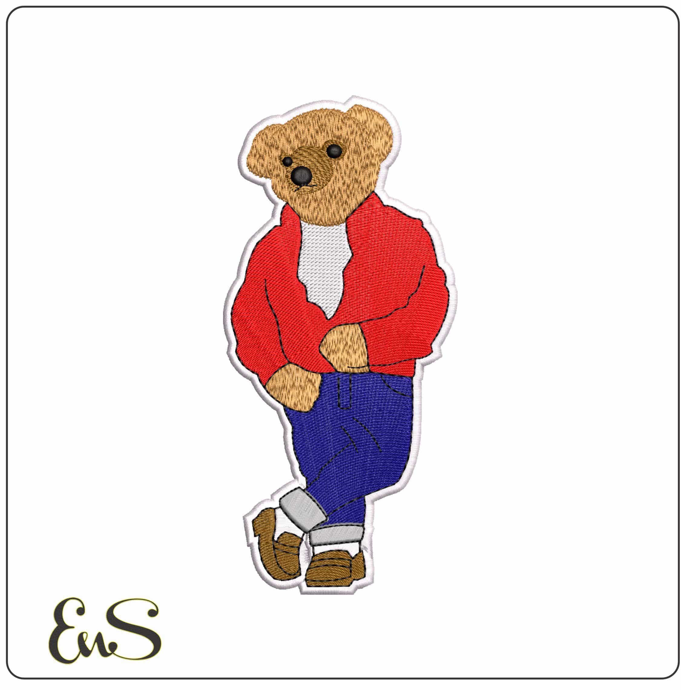 Ralph Lauren Bear as James Dean 1950 Look- Elegant embroidery design file - instant download