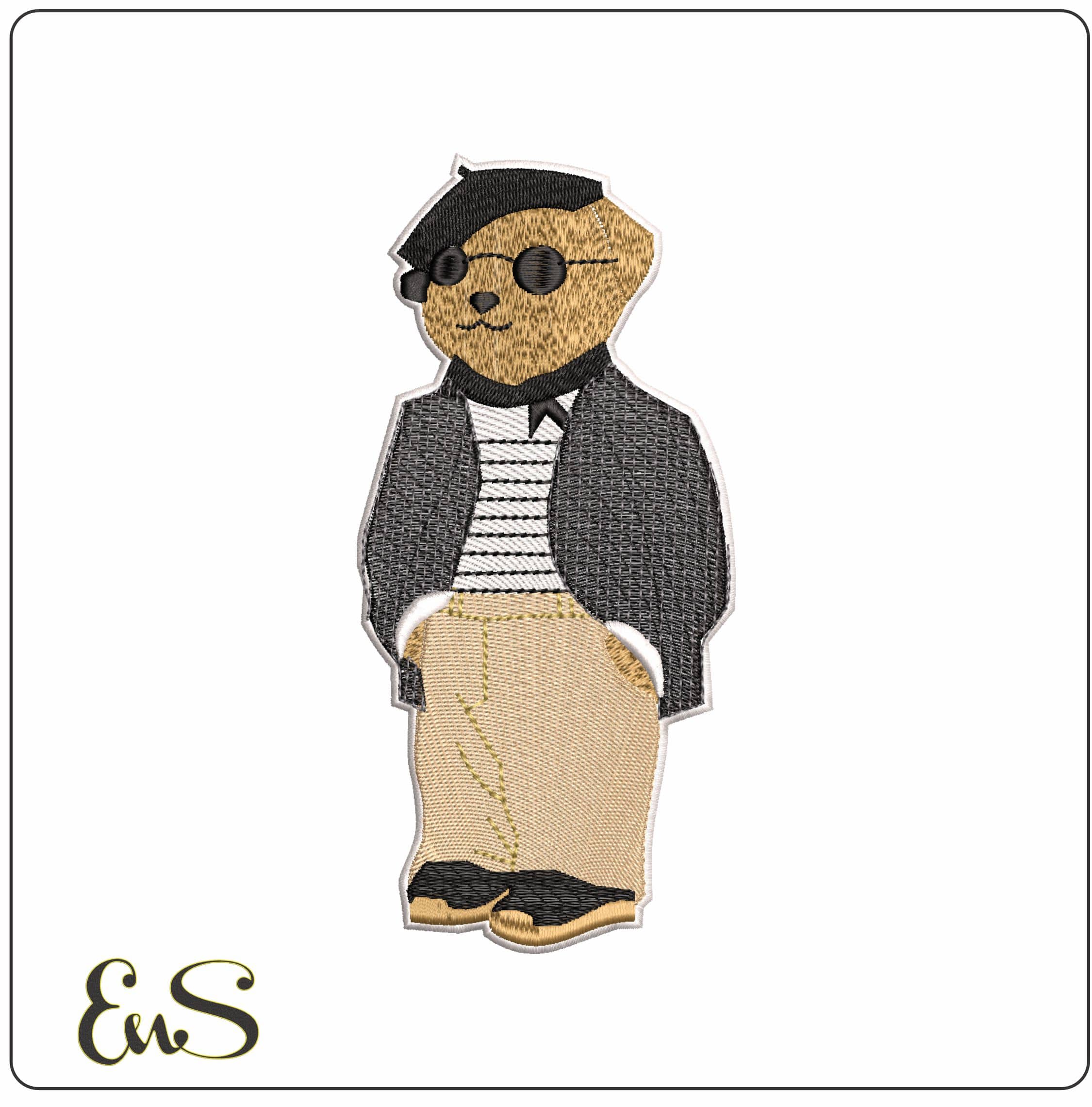 Ralph Lauren Bear French Dude- Elegant embroidery design file - instant download