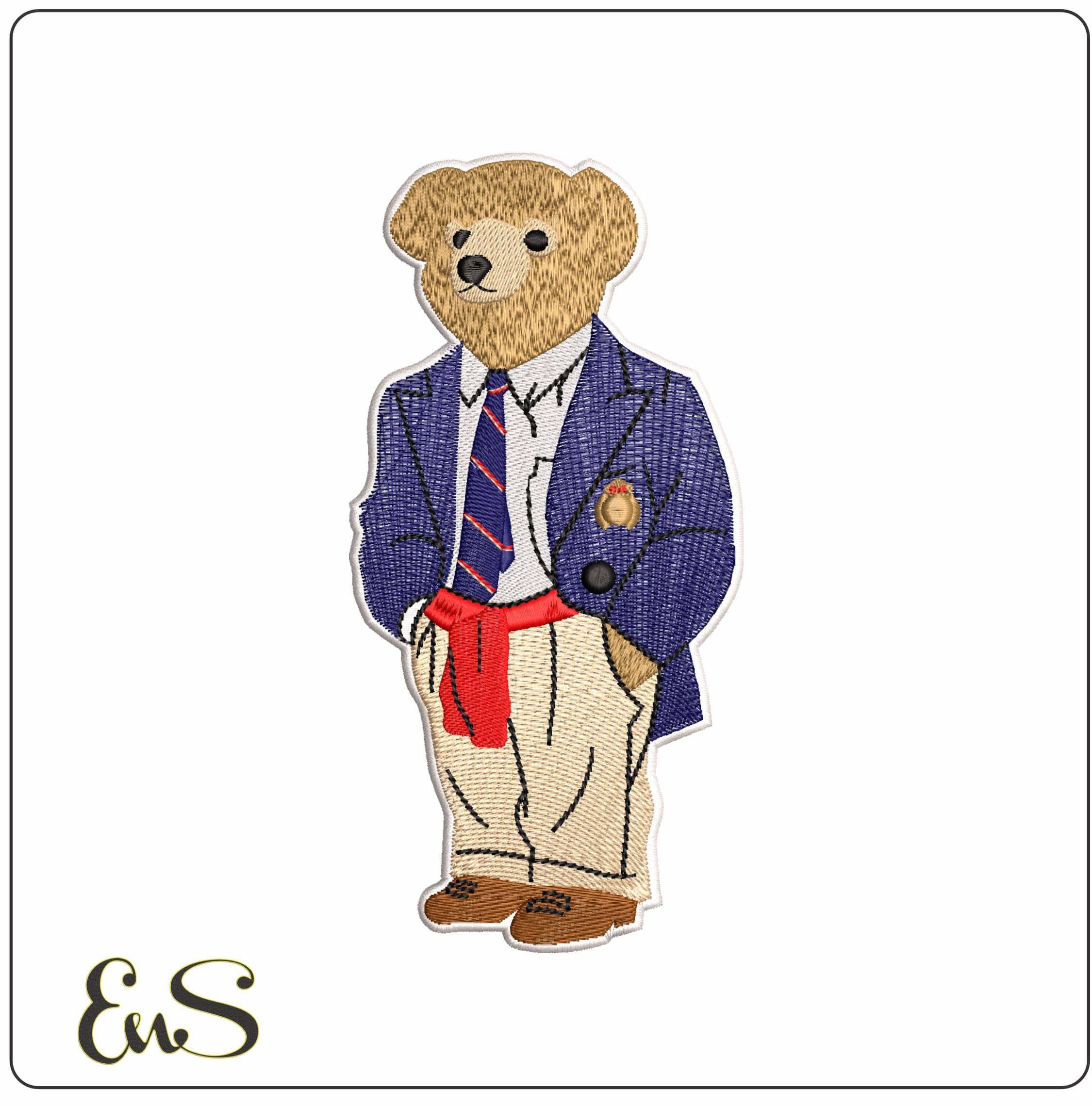 Ralph Lauren Bear in Prep School Uniform- Elegant embroidery design file - instant download