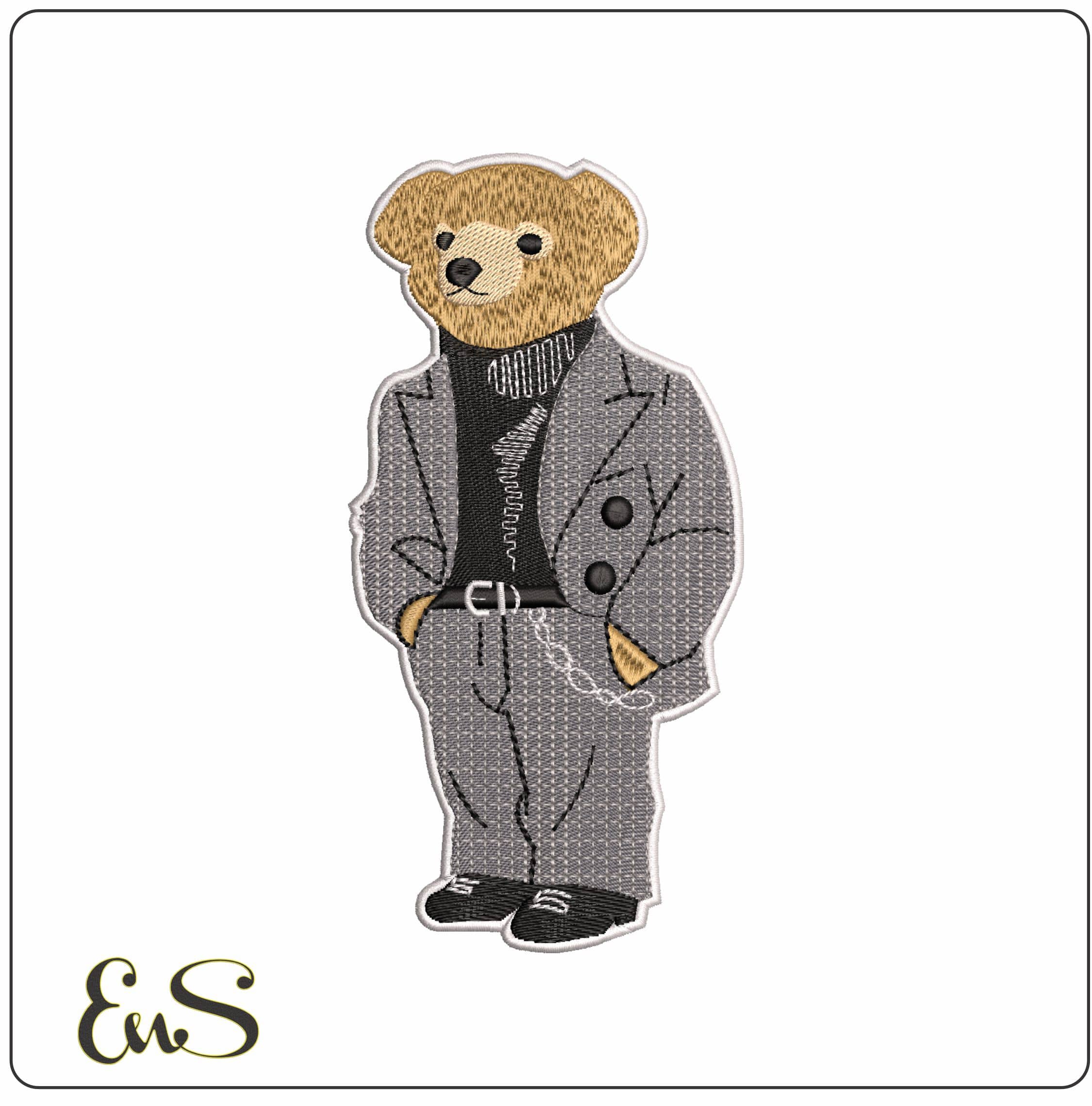 Ralph Lauren Bear in Suit- Elegant embroidery design file - instant download