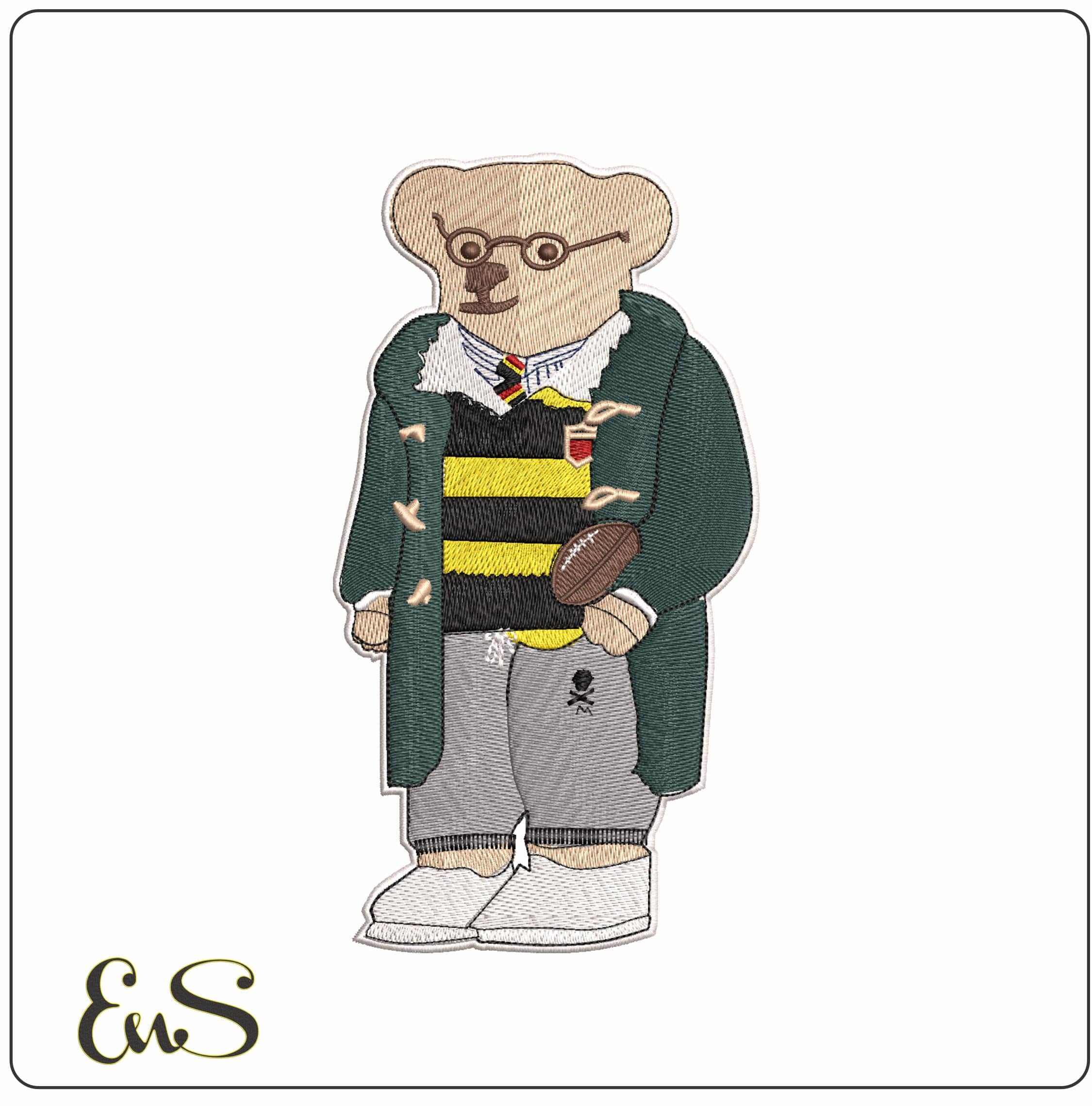 Ralph Lauren Bear Ready to Watch Football- Elegant embroidery design file - instant download