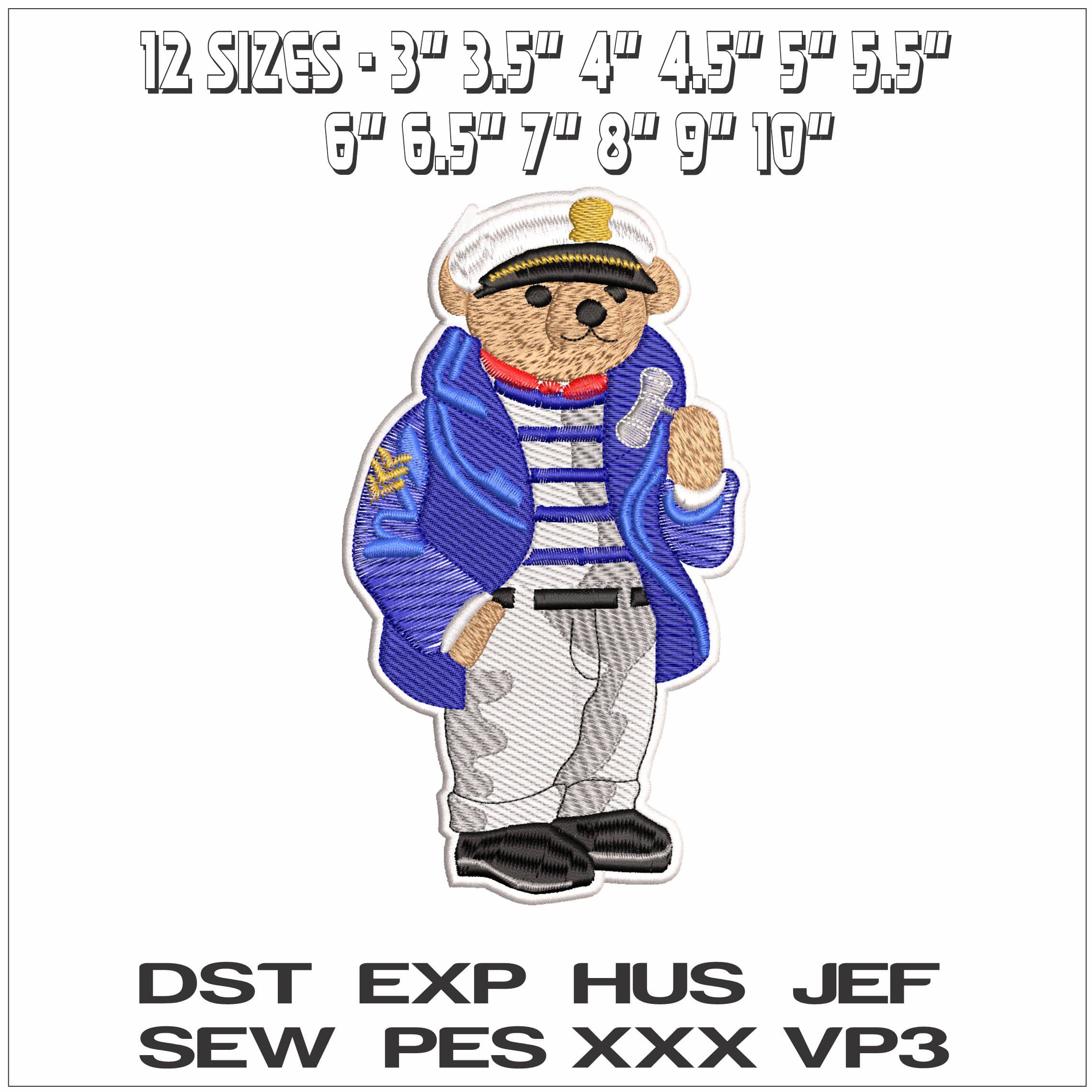 Ralph Lauren Bear Sailor outfit- Elegant embroidery design file - instant download — view 2