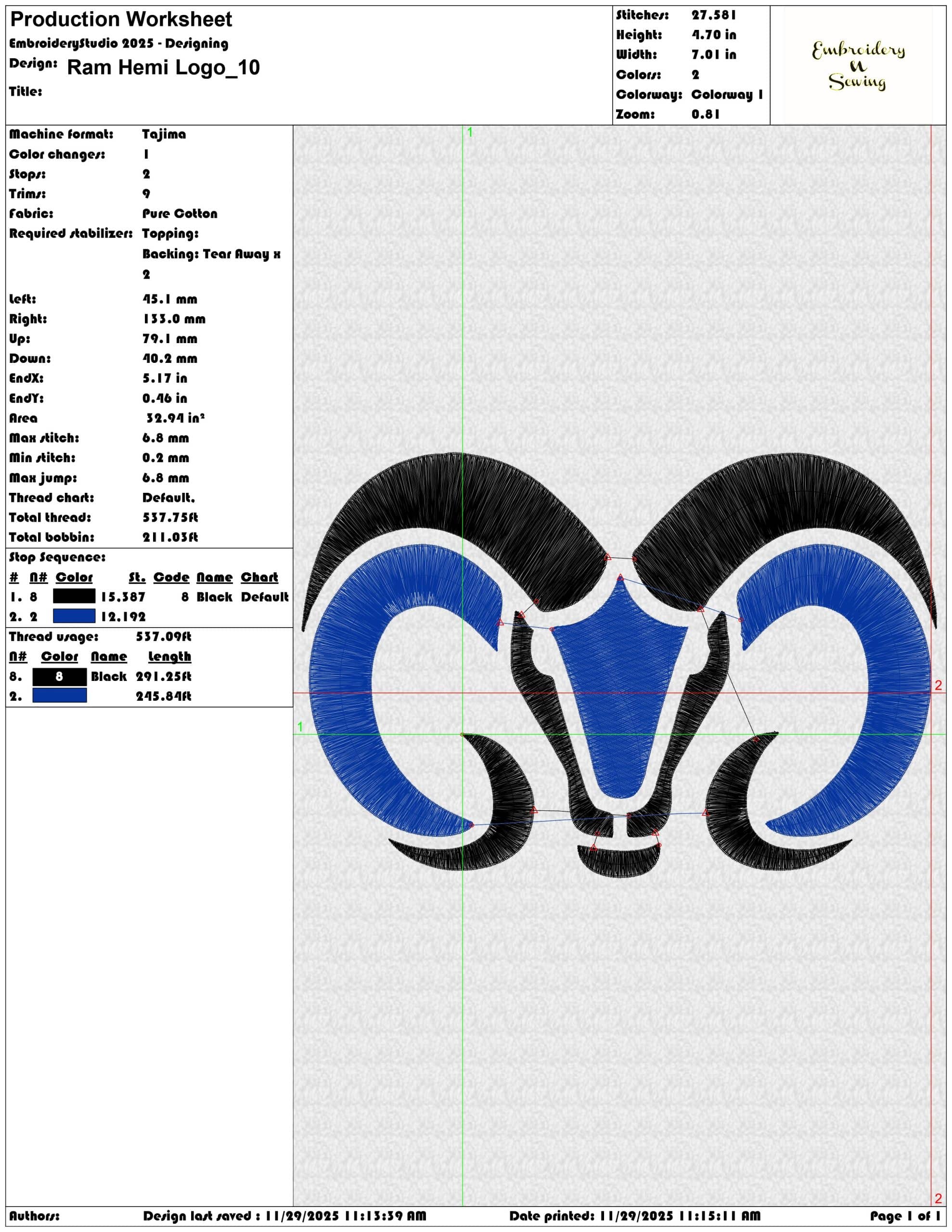 Ram Hemi Logo- Elegant embroidery design file - instant download — view 3