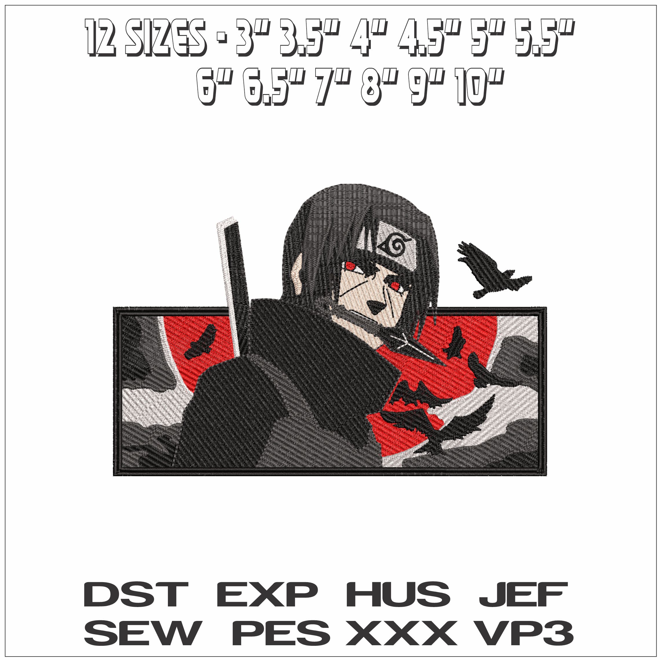 Red Moon Itachi Uchiha with Knife Naruto Anime- Elegant embroidery design file - instant download — view 2