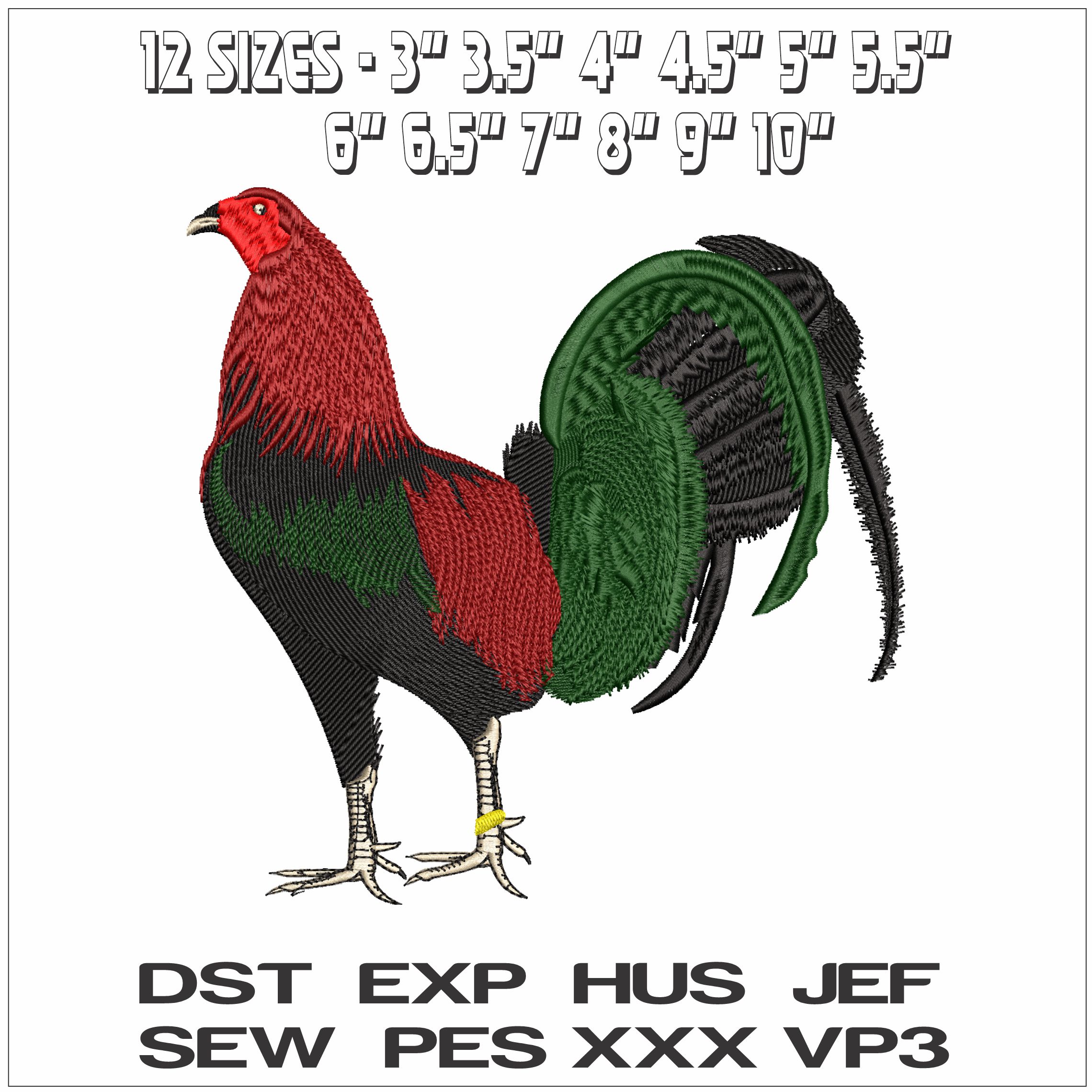 Red Rooster- Elegant embroidery design file - instant download — view 2