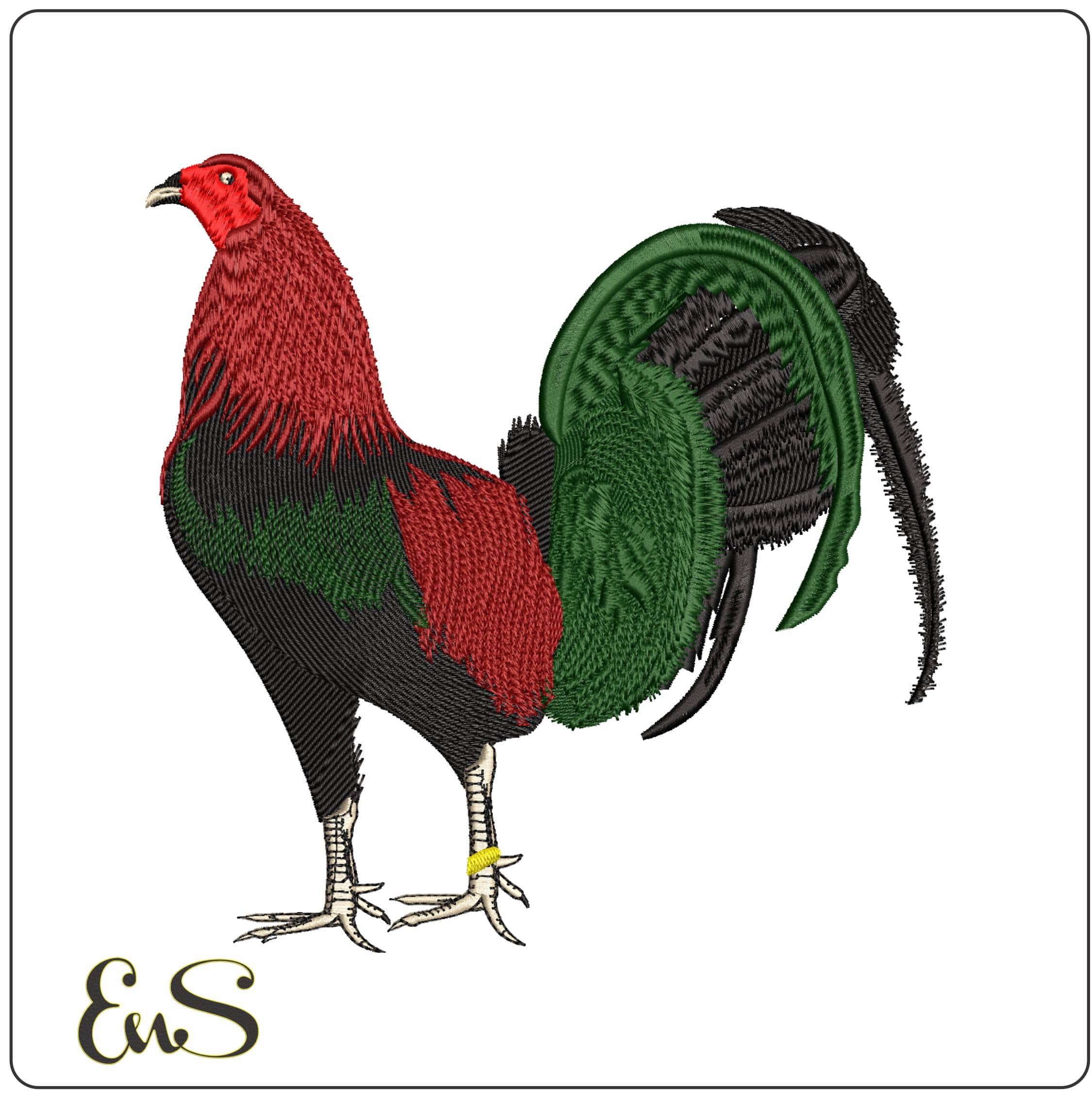 Red Rooster- Elegant embroidery design file - instant download