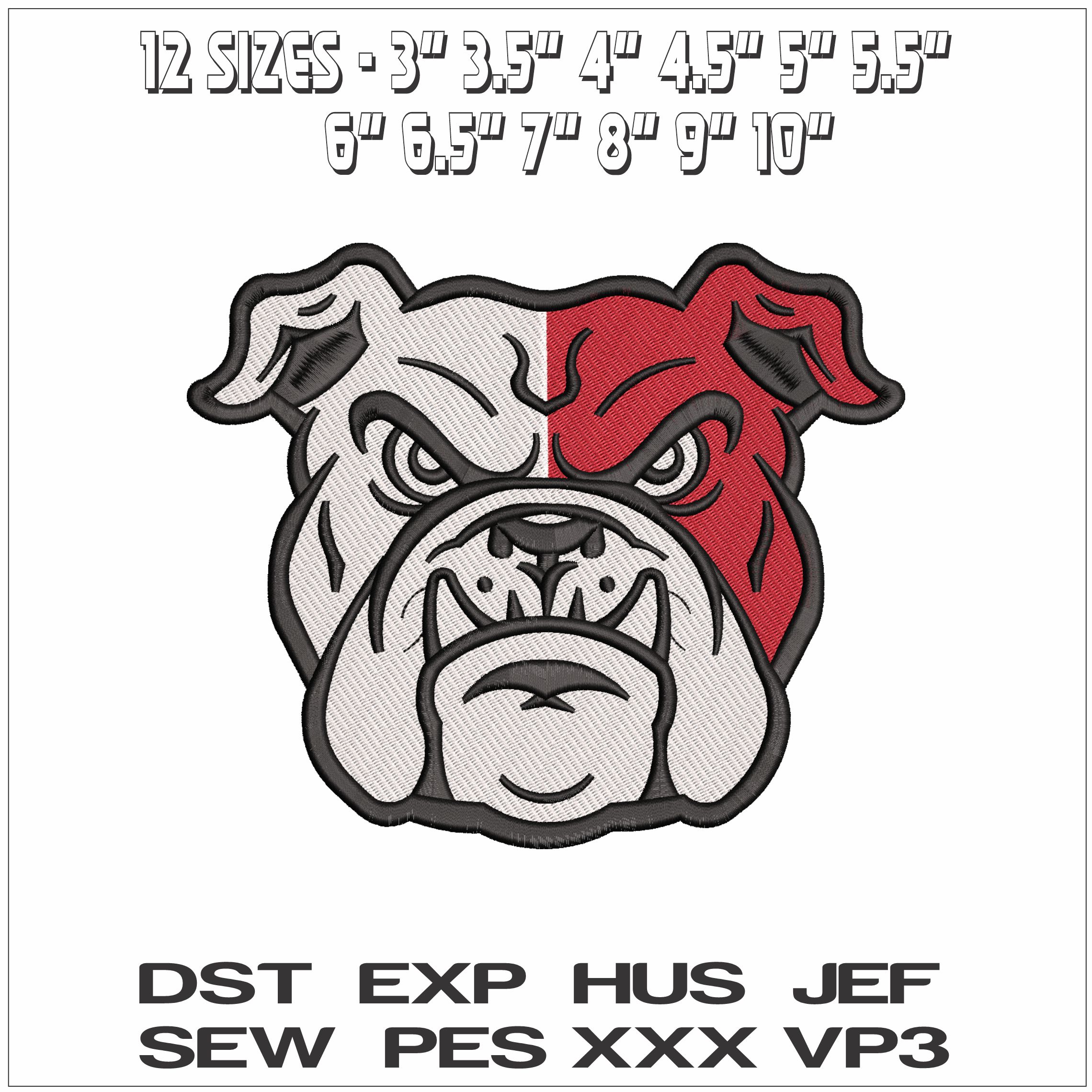 Red White Bulldog Face- Elegant embroidery design file - instant download — view 2